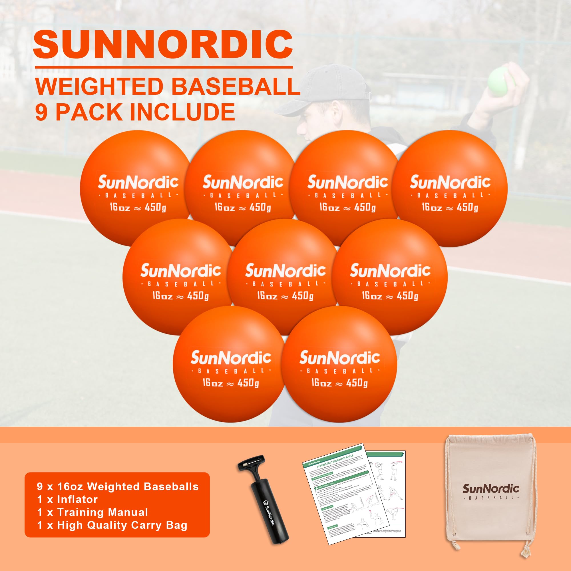 6/9 Pack 16 oz Weighted Baseballs for Hitting Training - Plyometric Baseballs to Improve Power & Swing Speed - Professional & Youth Baseball Training Equipment - Perfect for Batting Practice, Strength Building & Pitching Drills