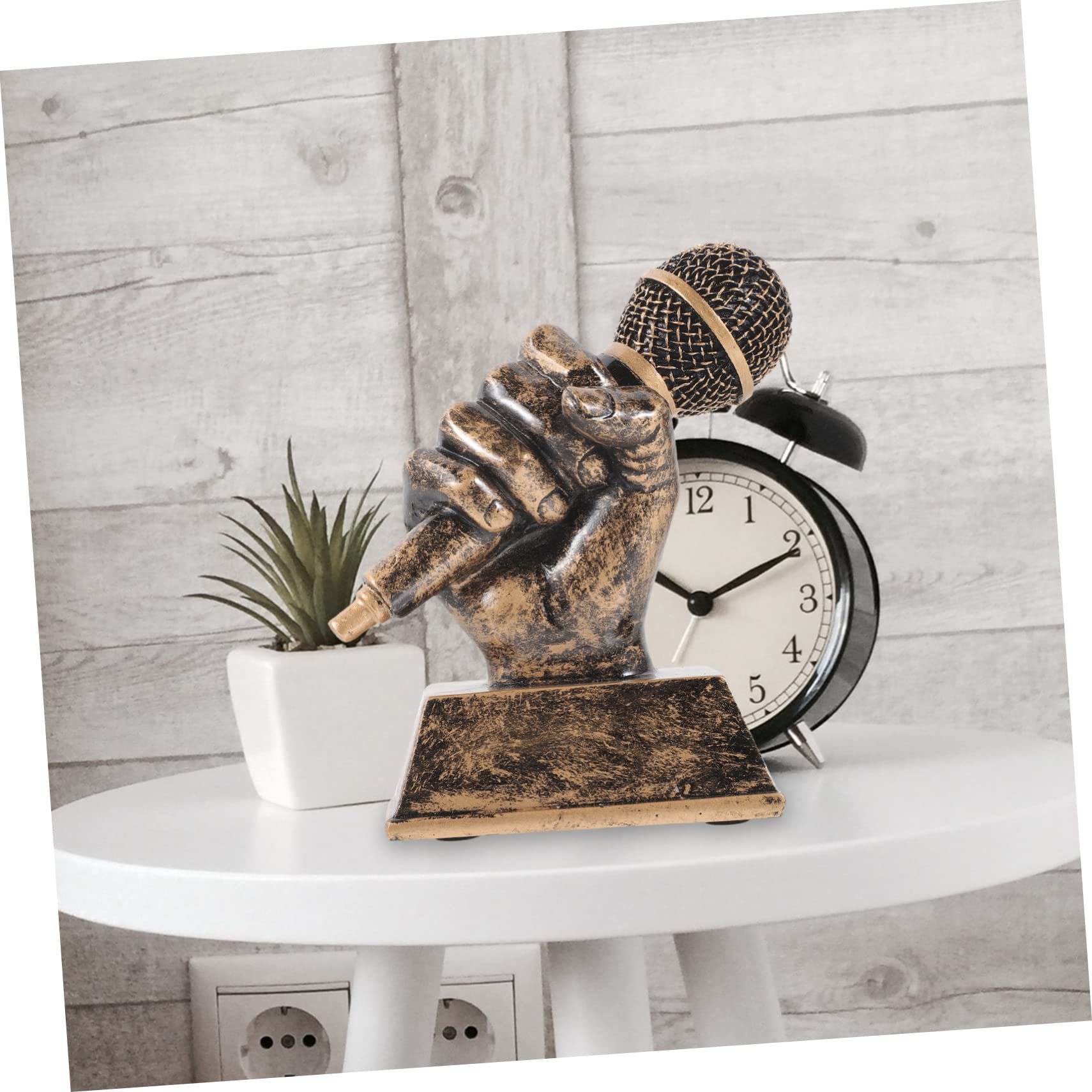 WOONEKY 2-Pack Mini Microphone Music Award Trophies - Resin Karaoke Singing Trophy for Party Decorations, Music Competitions & Performance Awards
