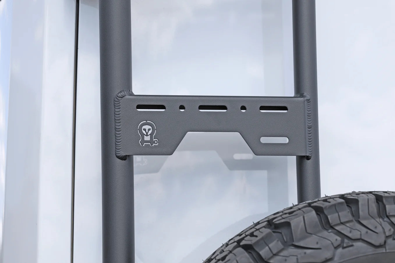 Owl Explorer Ladder & Tire Carrier for 2015-2023 Ford Transit High Roof Van | Heavy Duty Roof Accessories for Camping & Adventure Van Life