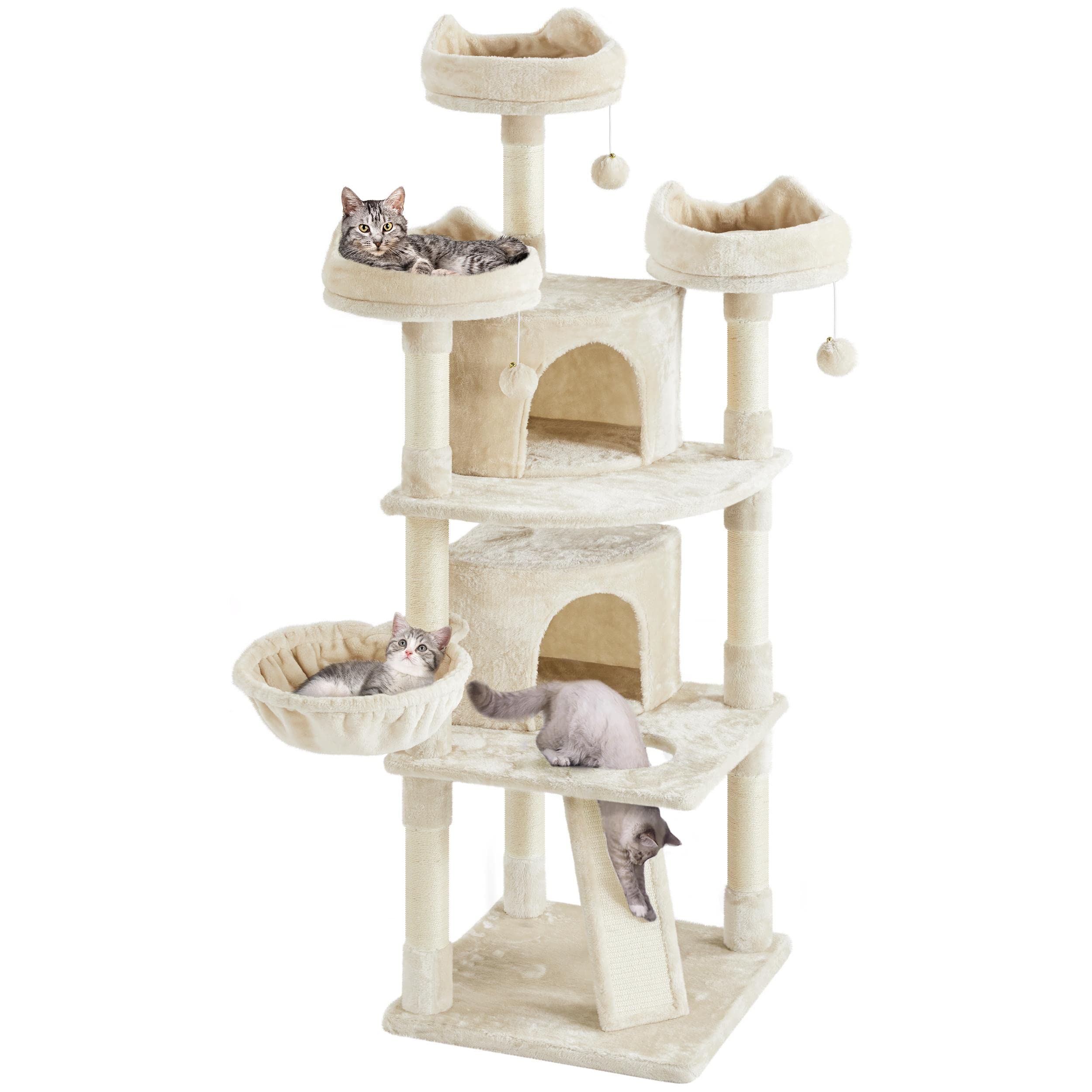 Topeakmart Large Cat Tower with Caves, Condos, Platforms & Scratching Posts - Multi-Level Cat Tree Activity Center for Indoor Cats | Perfect for Play, Climbing, Scratching & Napping