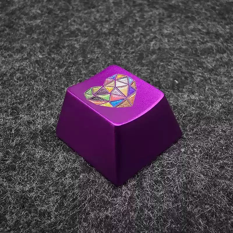 Vibrant Heart-Shaped Anodized Aluminum Alloy Keycaps - OEM R4 Height for Mechanical Keyboards - Perfect for ESC Key Customization & Gaming Setup Accessories