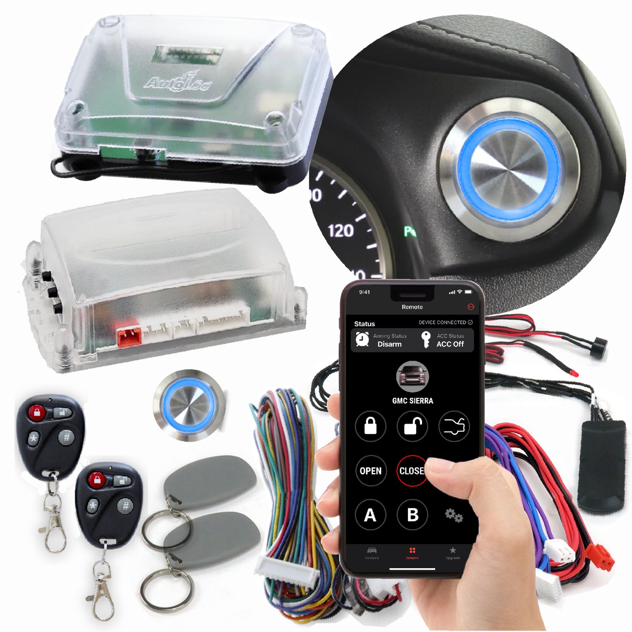 1901-1907 Oldsmobile Model F Billet Push Button Engine Start Kit with Keyless Entry Remote Start & RFID Technology - No Keys Required - Classic Car Restoration & Vintage Auto Upgrade Accessory