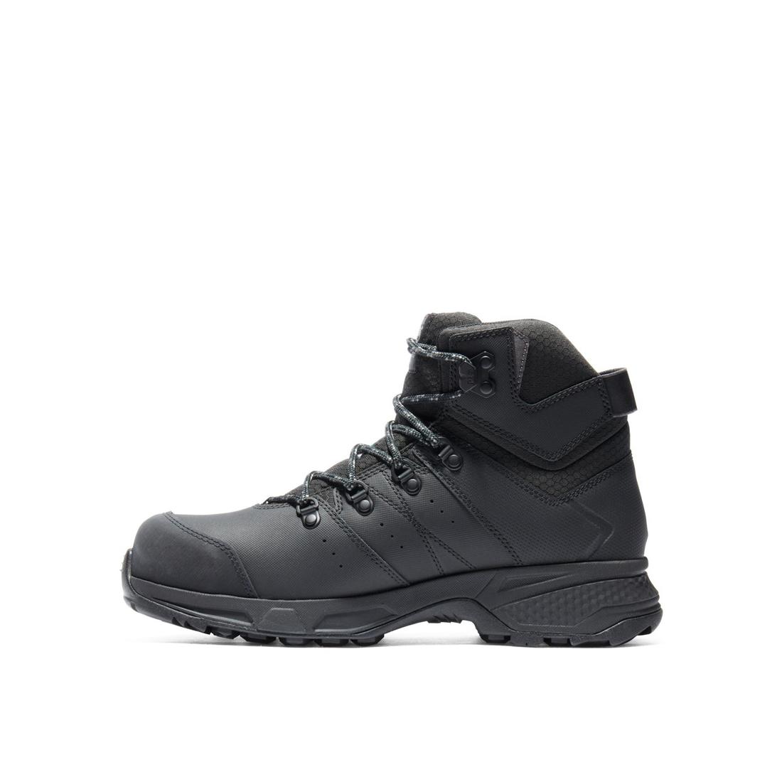 Switchback 6 Inch Composite Toe Waterproof Work Boots for Men - Black Safety Shoes for Construction, Warehouse & Outdoor Work