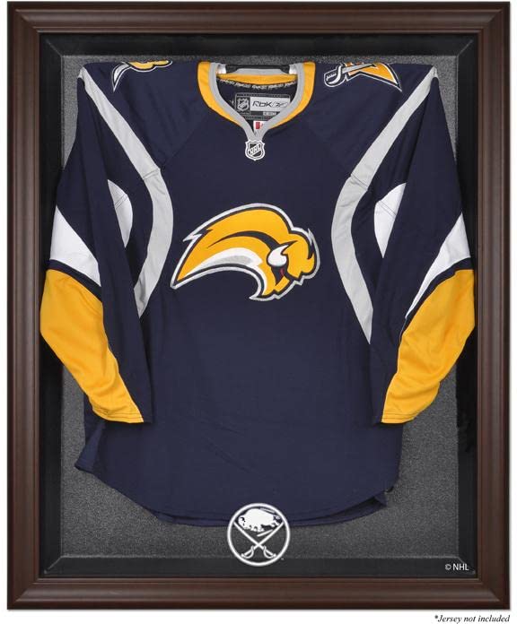 Buffalo Sabres Brown Framed Hockey Jersey Display Case - Premium NHL Jersey Shadow Box for Wall Mounting - Perfect for Sports Memorabilia Collection & Man Cave Decor