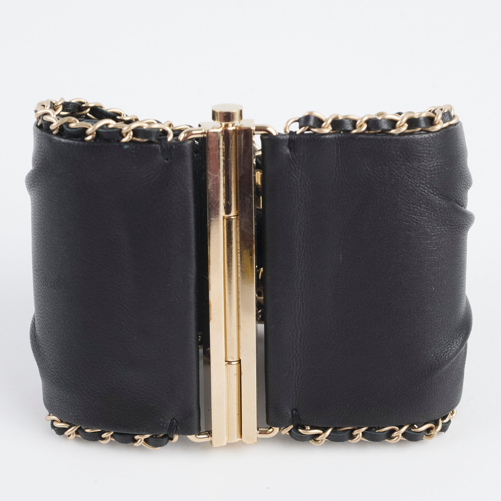Chanel CC Logo Leather Cuff Bracelet for Women - Black Genuine Leather Wristband | Perfect for Parties, Date Nights & Luxury Fashion Accessories
