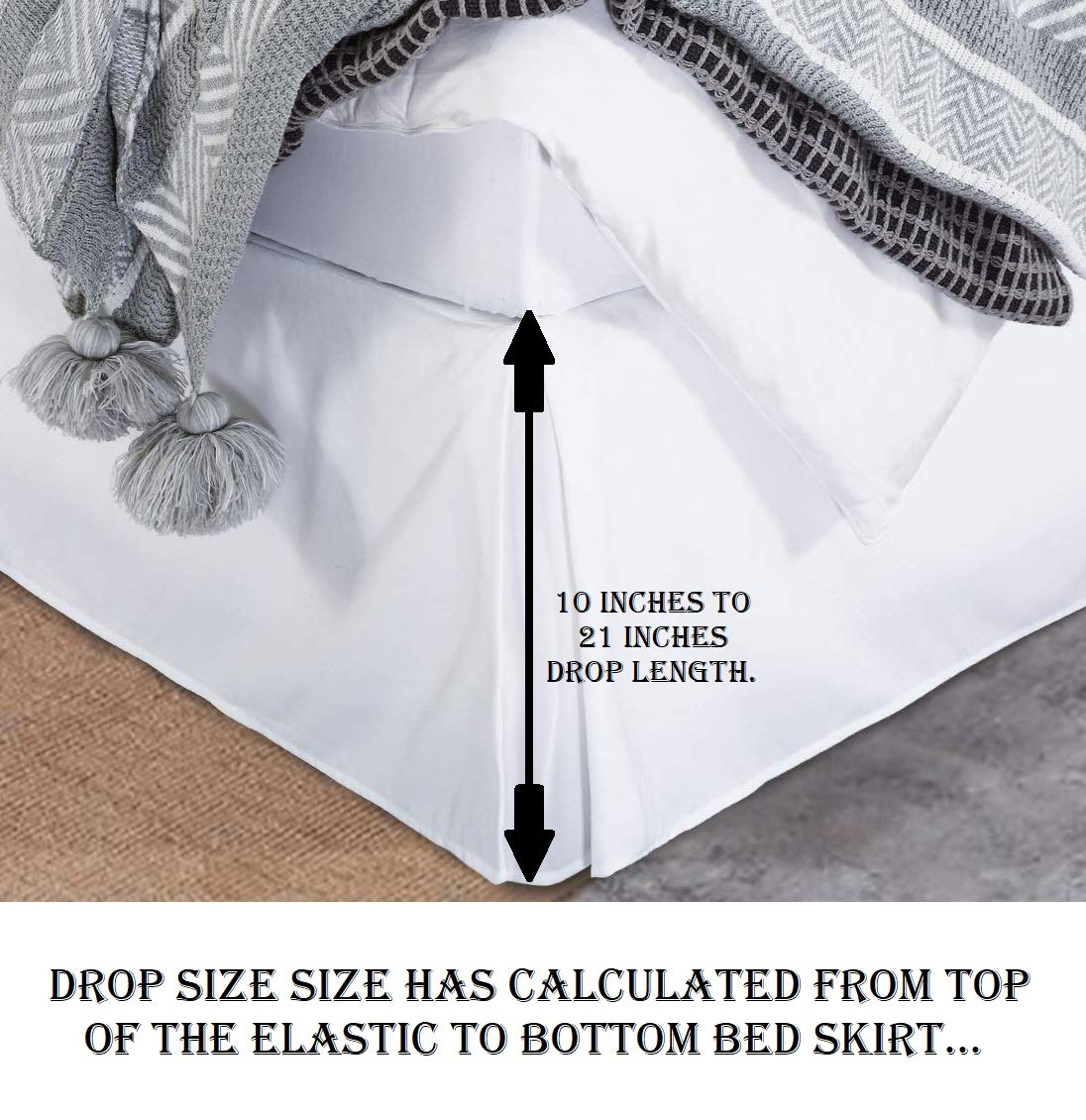 Twin Size Daybed Skirt - Tailored Pleated Design with Split Corners, Brushed Microfiber Fabric, 3-Side Coverage (39