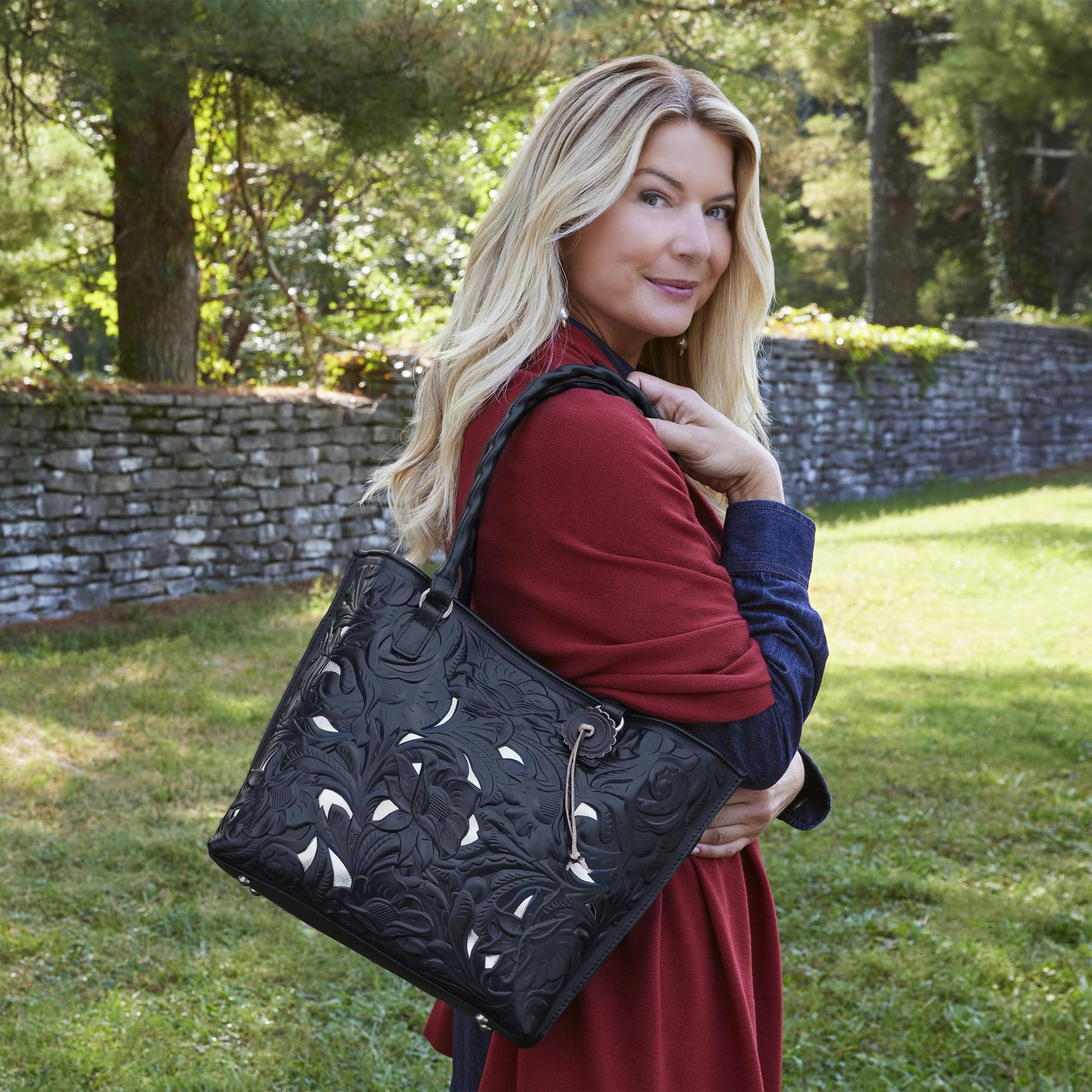 Patricia Nash Women's Adeline Full Grain Leather Tote Bag - Stylish Designer Handbag for Work, Travel & Everyday Use