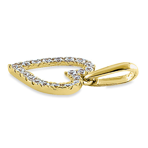 14K Solid Yellow Gold Heart-Shaped CZ Pendant Necklace - Elegant Round Cubic Zirconia Jewelry for Women, Perfect for Valentine's Day Gifts, Anniversaries & Everyday Wear
