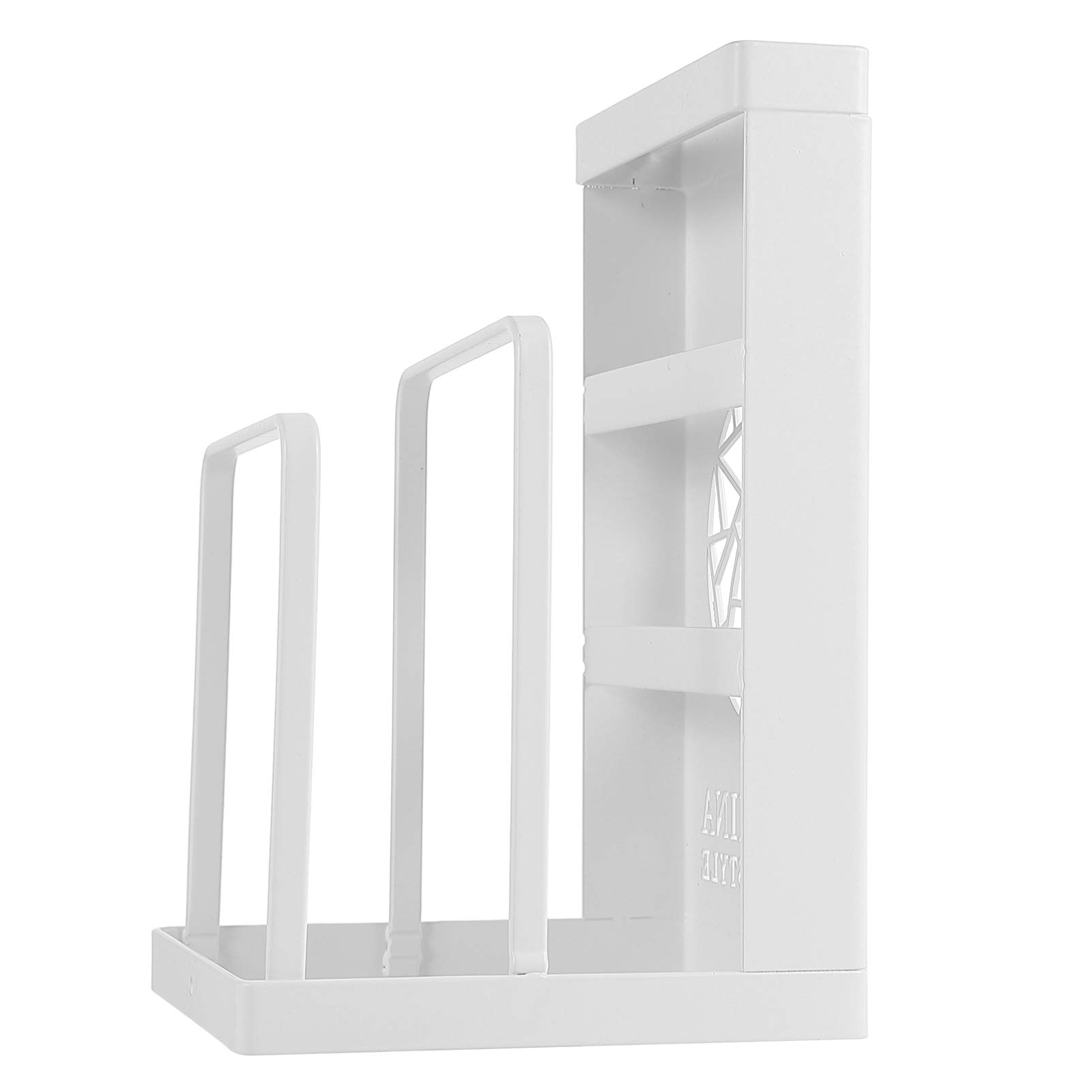 Premium Bamboo Cutting Board Holder & Knife Block Organizer - Space-Saving Kitchen Countertop Storage with Drainage Shelf for Bakeware, Pans & Pot Lids - Ideal for Small Kitchen Organization & Cooking Enthusiasts