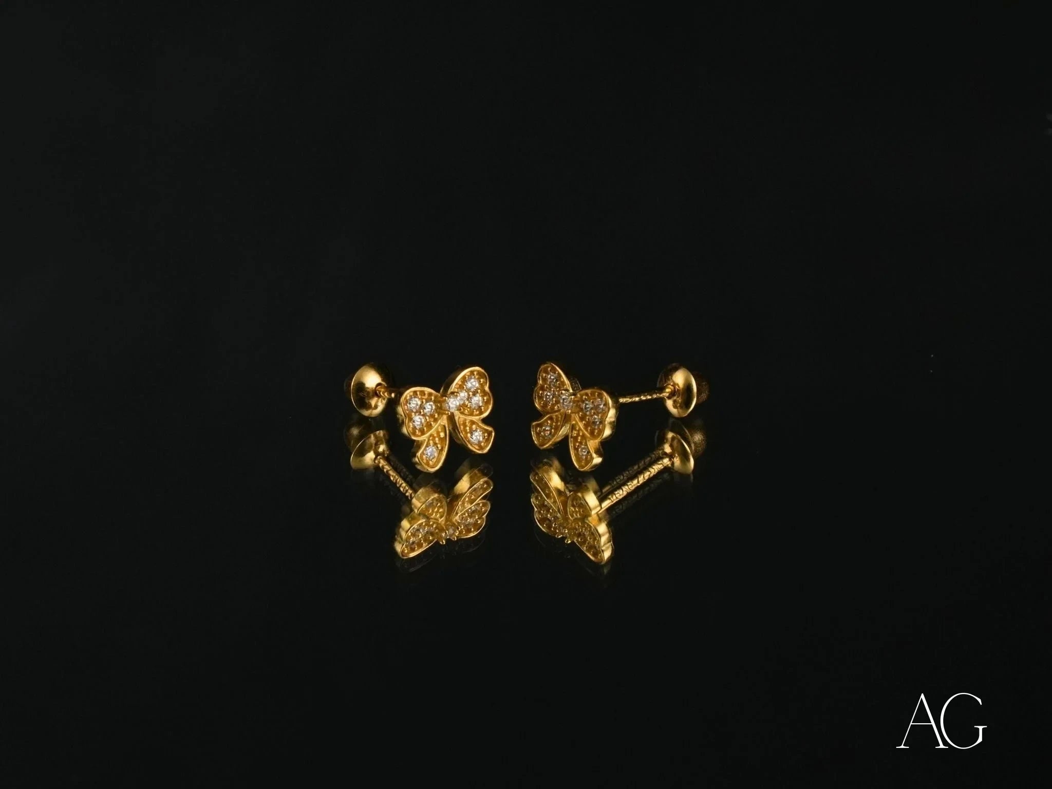 18K Gold CZ Bow Earrings for Women - Elegant Cubic Zirconia Stud Earrings - Perfect for Weddings, Parties & Everyday Wear