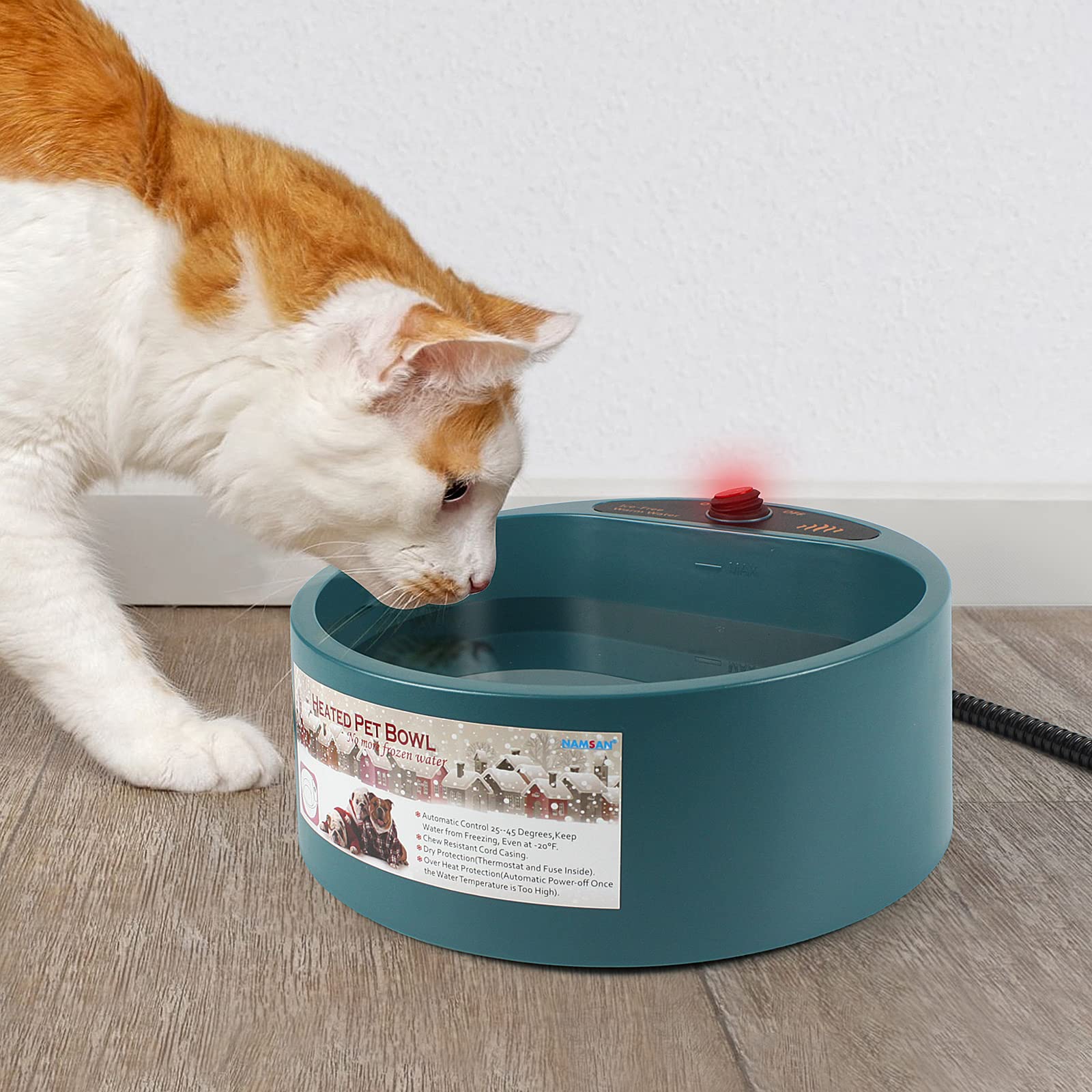 Heated Pet Bowl for Dogs & Cats - 2.2L Thermal Water Dish with Temperature Control | Indoor/Outdoor Use for Pets, Birds, Chickens & Ducks - Perfect for Winter Feeding & Hydration