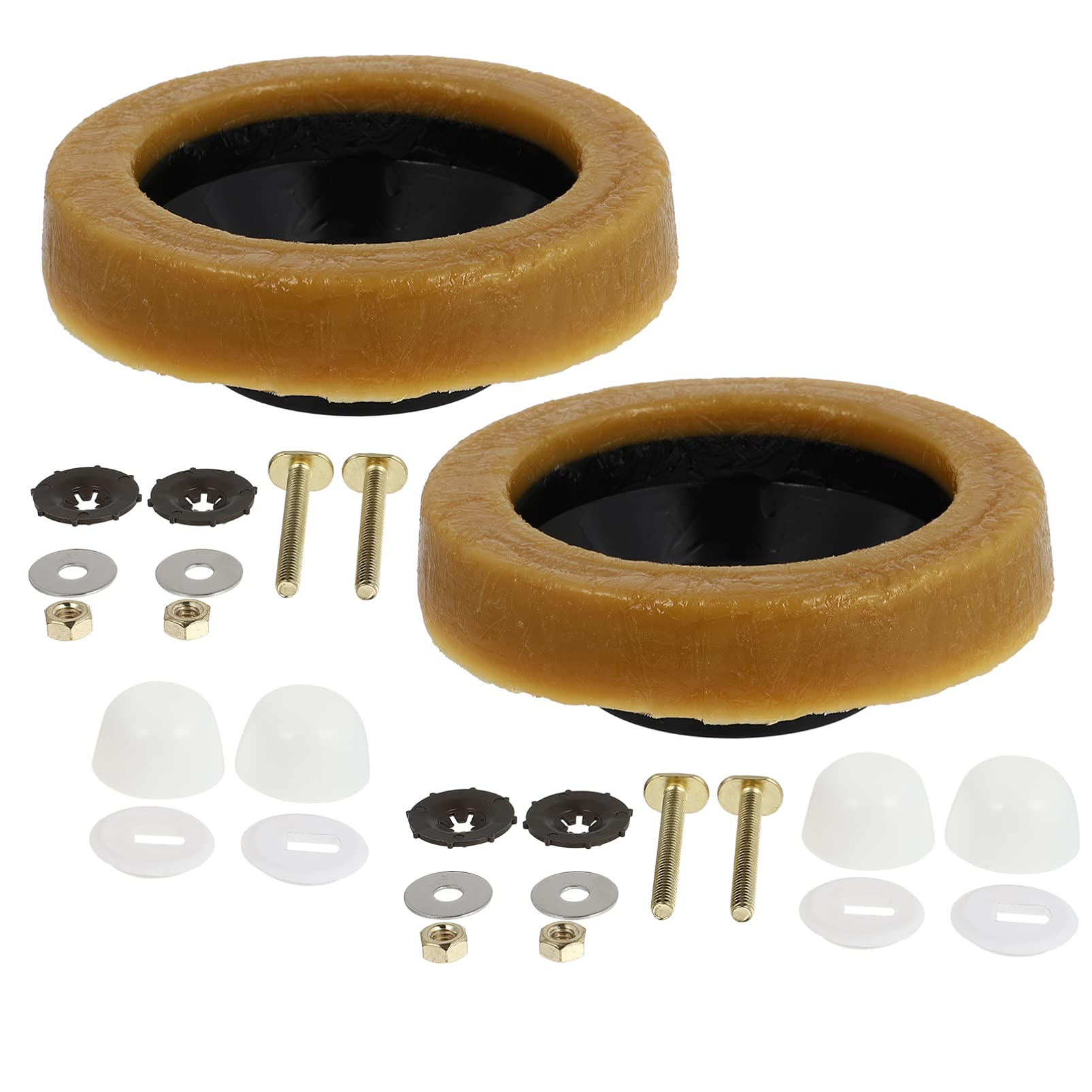 DOITOOL 2-Pack Extra Thick Toilet Wax Ring Kit with Flange & Bolts - Heavy Duty Wax Seal for Floor Outlet Toilets, Perfect for New Installation or Reseating - Ideal for Bathroom Renovations, Plumbing Repairs, and DIY Toilet Replacement Projects