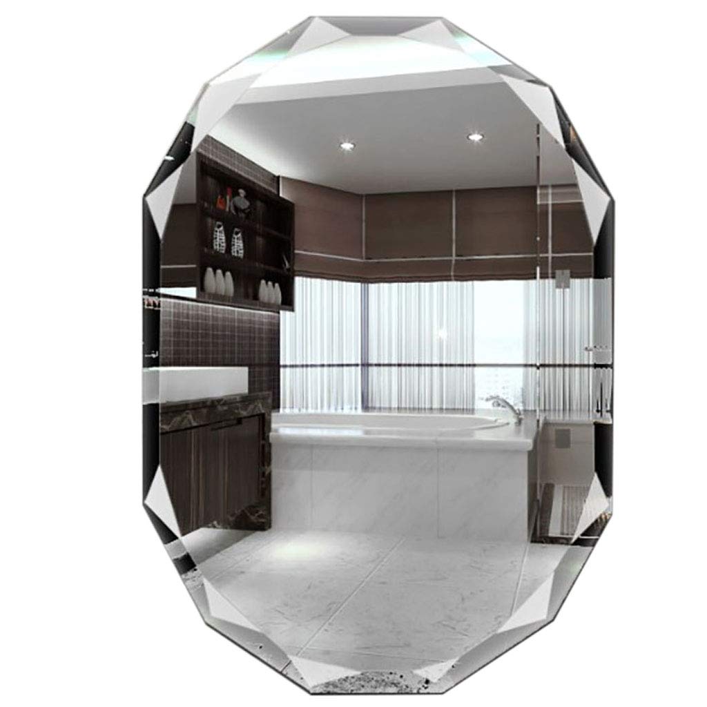 Frameless Crystal Diamond Beveled Wall Mirror for Bathroom & Dressing Room - Multi-Edge Design, Shatterproof, Easy Installation - Perfect for Vanity, Makeup, and Home Decor