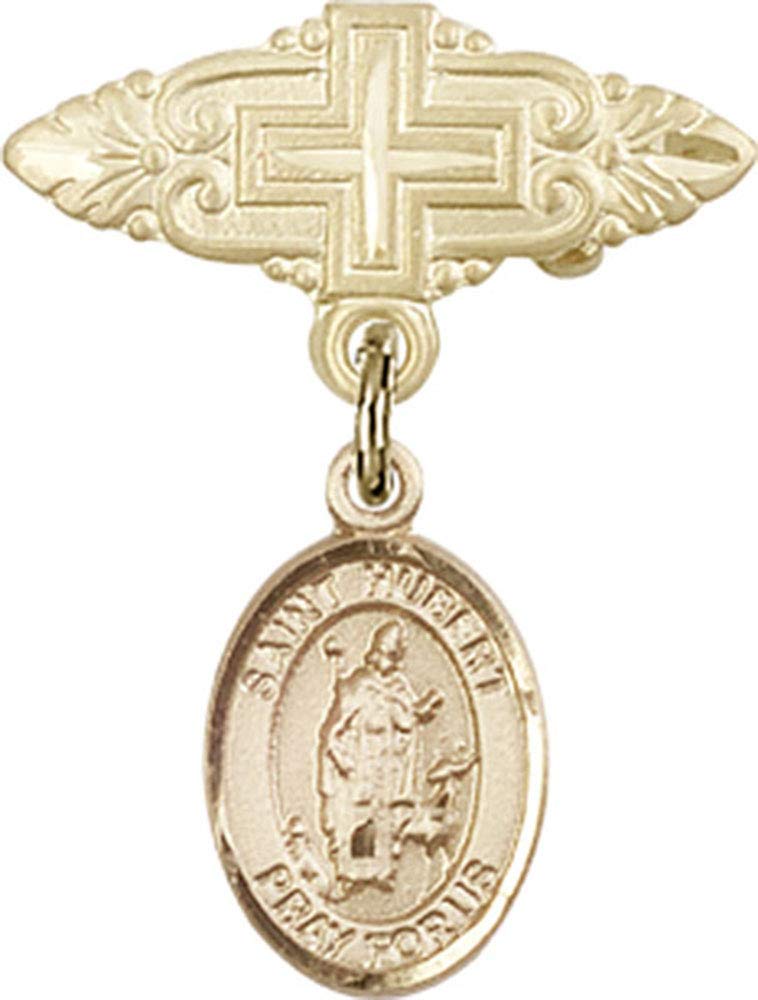 Gold Filled St. Hubert of Liege Religious Medal Charm with Cross Pin - Catholic Jewelry for Baptism, First Communion & Devotional Gifts