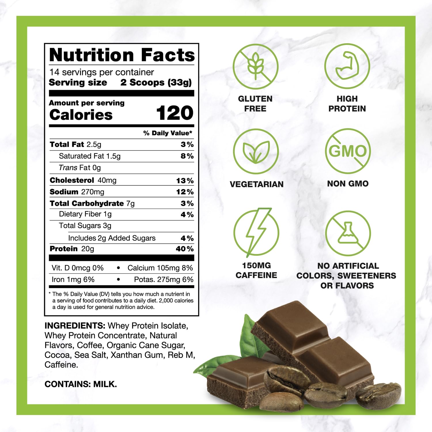 Chike Natural Caffe Mocha High Protein Iced Coffee - 20g Protein, 2 Shots Espresso, Non-GMO, Keto & Gluten Free (16.3oz, 14 Servings) - Perfect for Post-Workout Recovery, Morning Energy Boost & On-the-Go Nutrition