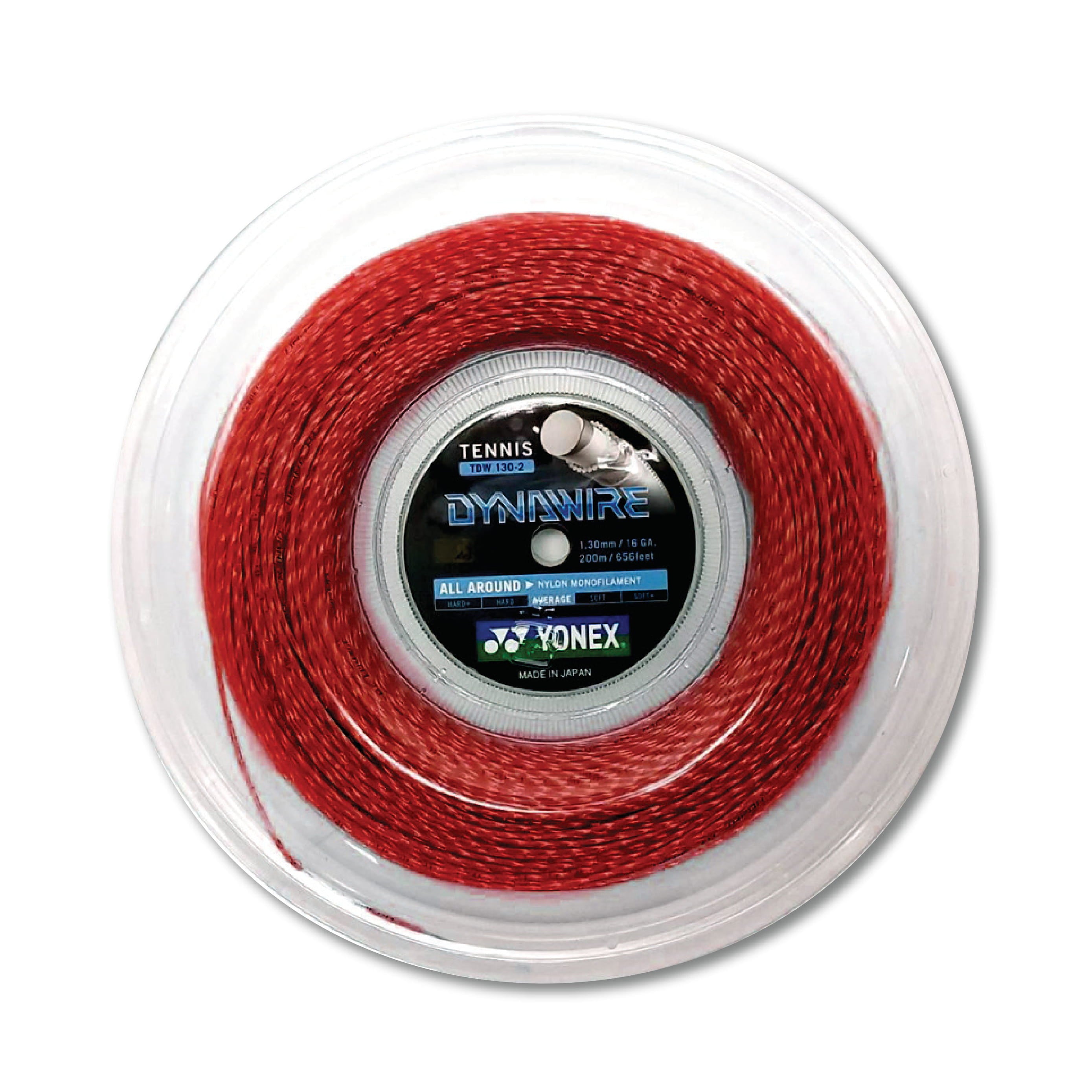Yonex Dynawire 130 Tennis String Reel - 16 Gauge, 200m Length, Durable Performance String for Tennis Rackets (Red) | Perfect for Professional Players & Club Members