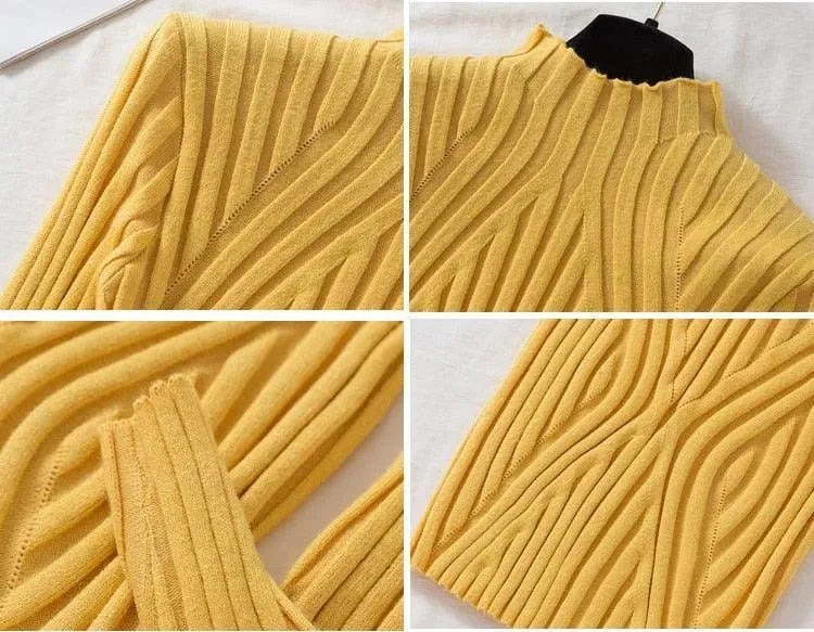Nordic Mock Neck Pullover Sweater for Women - Cozy Winter Knitwear for Casual Outfits & Office Wear