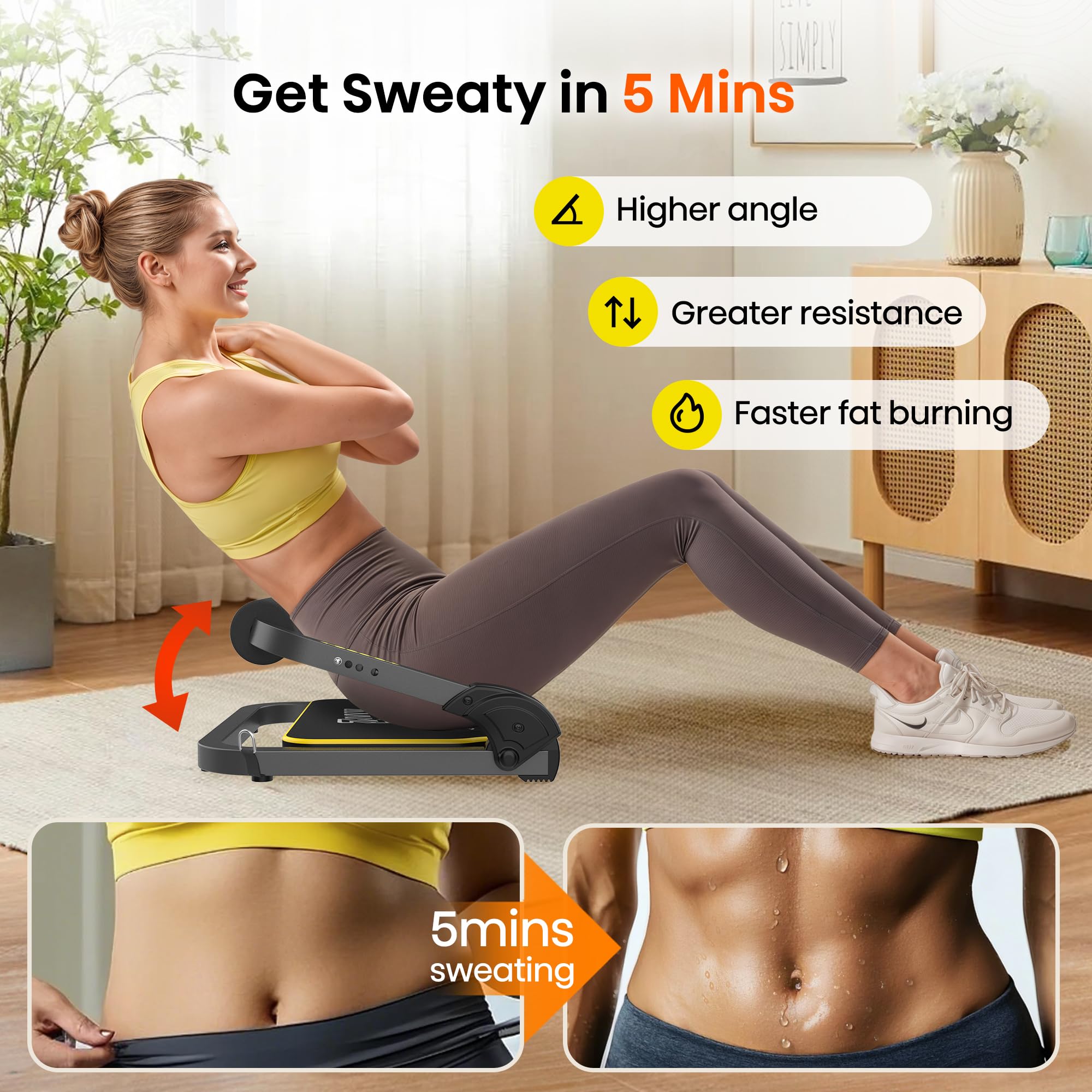 Premium Ab Workout Equipment - Home Ab Trainer Machine with Resistance Bands & 330 LBS Capacity - Perfect for Core Strengthening, Sit Ups & Crunches - Ideal for Home Gym, Fitness Enthusiasts & Weight Loss Training