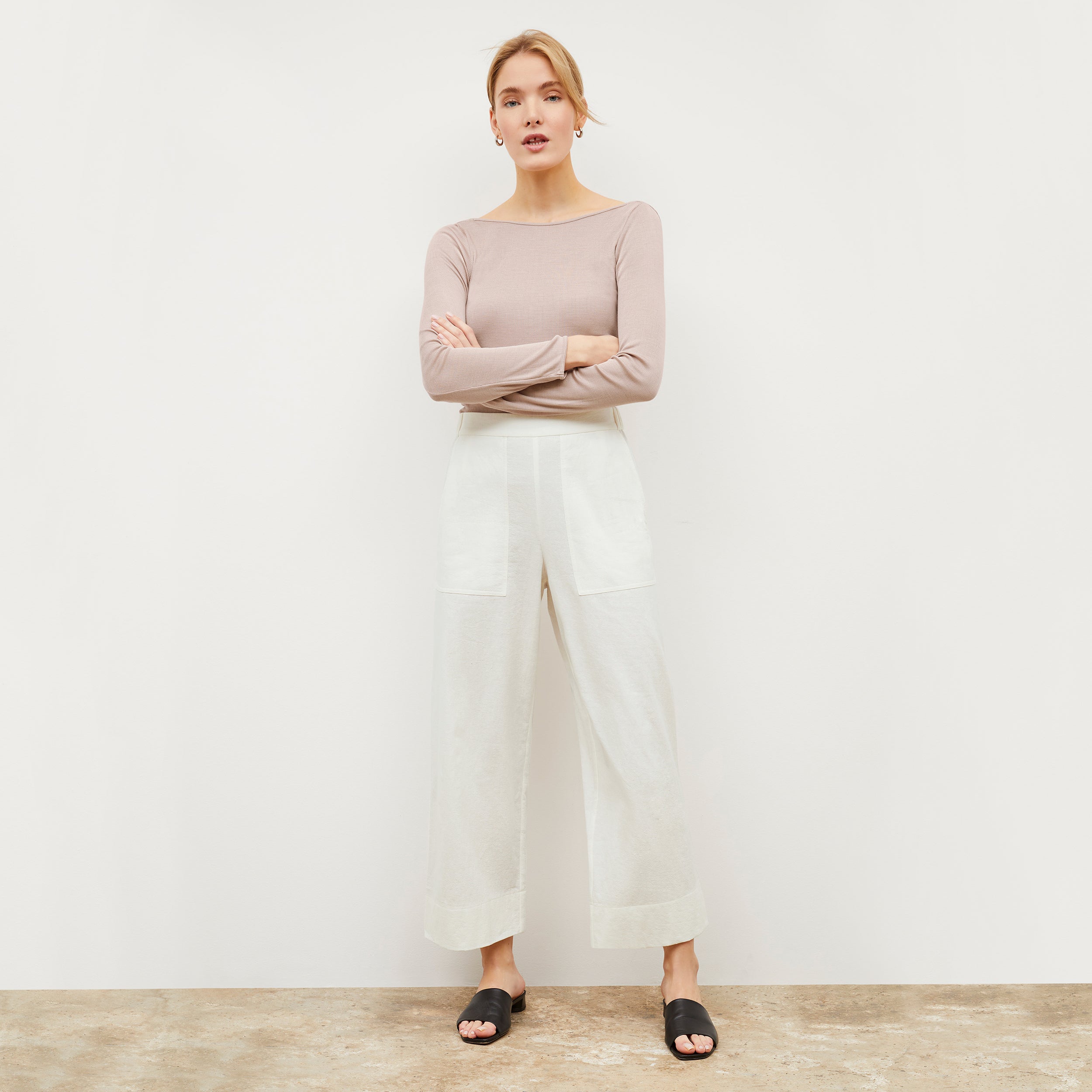 Madelyn Pants - Double Faced Linen Pants in Ivory | Comfortable & Stylish Women's Trousers for Work, Travel & Casual Wear