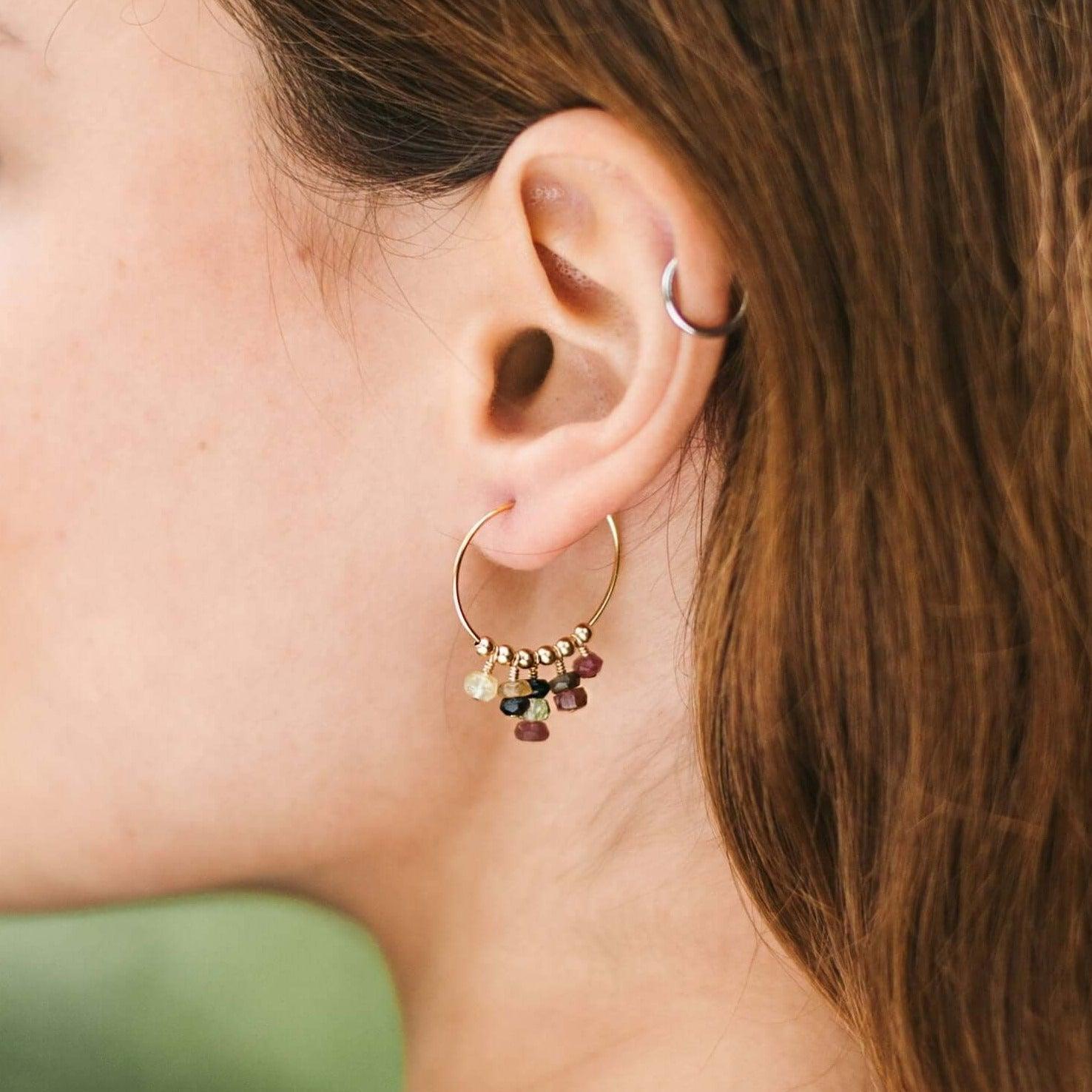 Stylish Tourmaline Statement Hoop Earrings for Women - Elegant Gemstone Jewelry for Parties, Weddings & Special Occasions