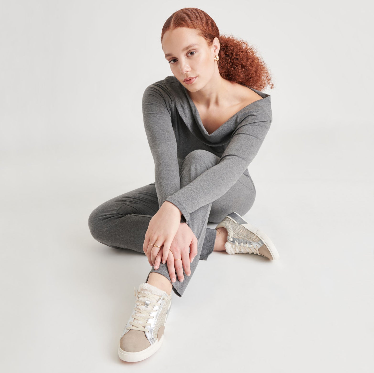 ZINA Plush Sneakers for Women - Soft Stone Calf Hair Comfortable Casual Shoes for Walking, Running & Everyday Wear