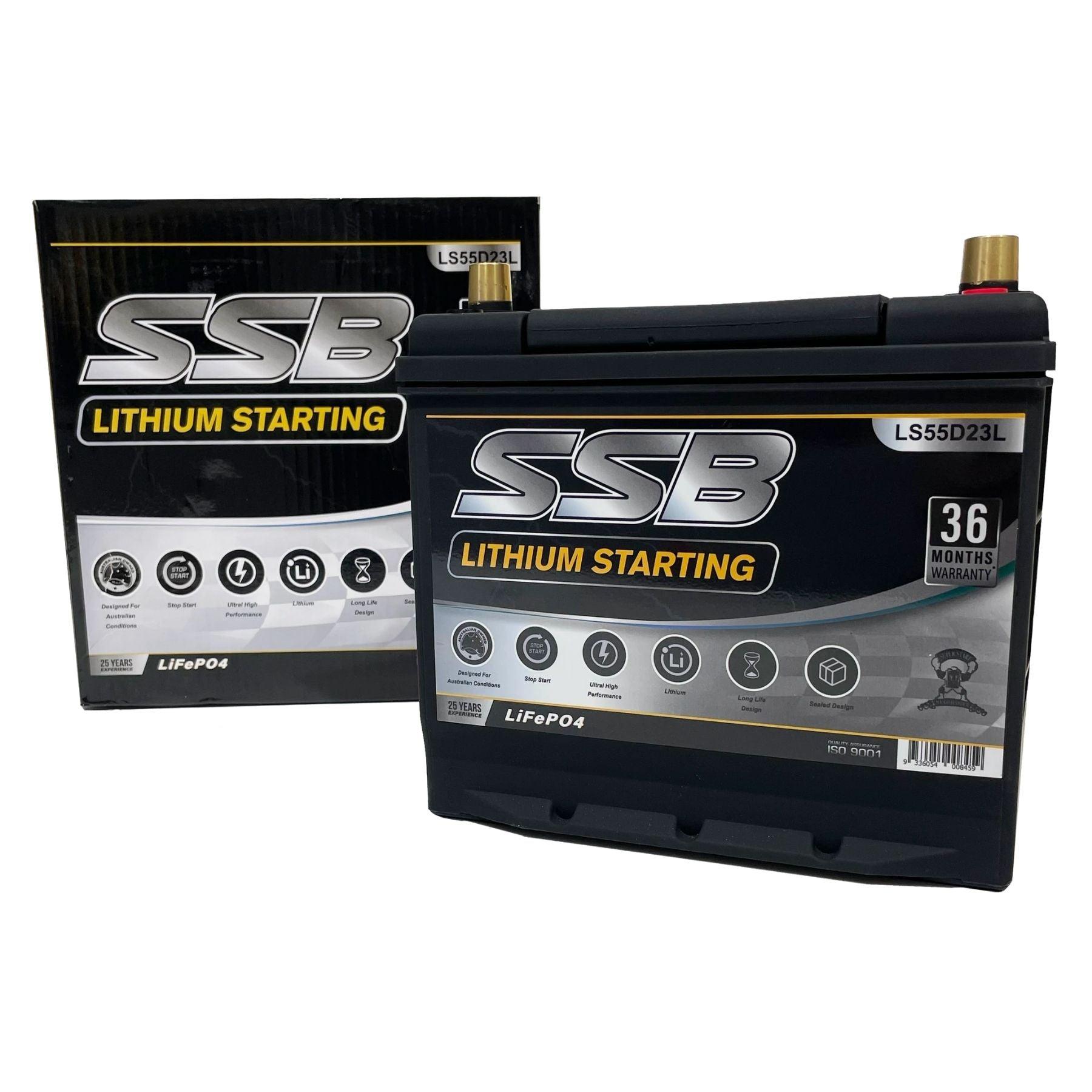 SSB LS55D23L 12V 60Ah 1400CCA Lithium Starting Battery - High Performance Car Battery for Trucks, SUVs, Boats & RVs - Cold Cranking Power for Reliable Engine Starts in Extreme Weather