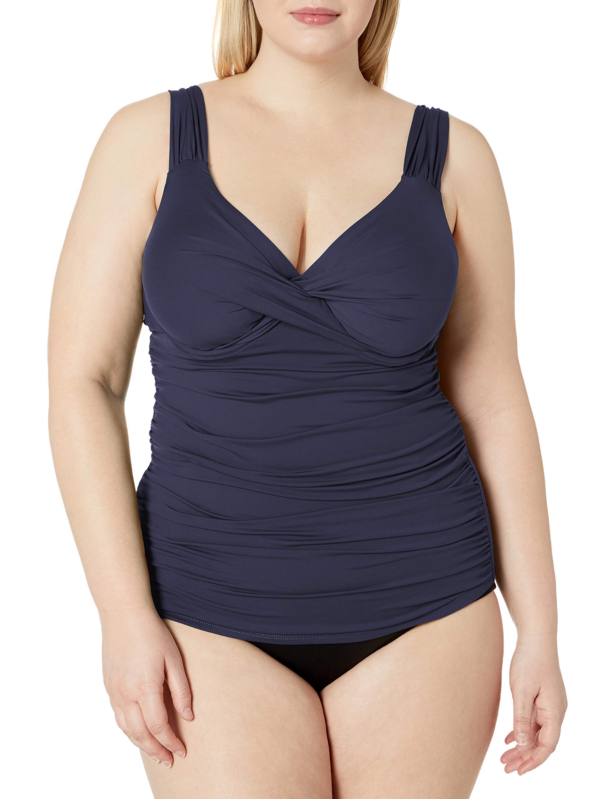 Anne Cole Women's Twist Front Underwire Tankini Swim Top - Supportive Swimwear for Women, Flattering Twist Design, Comfortable Beach & Pool Wear for Summer Vacations