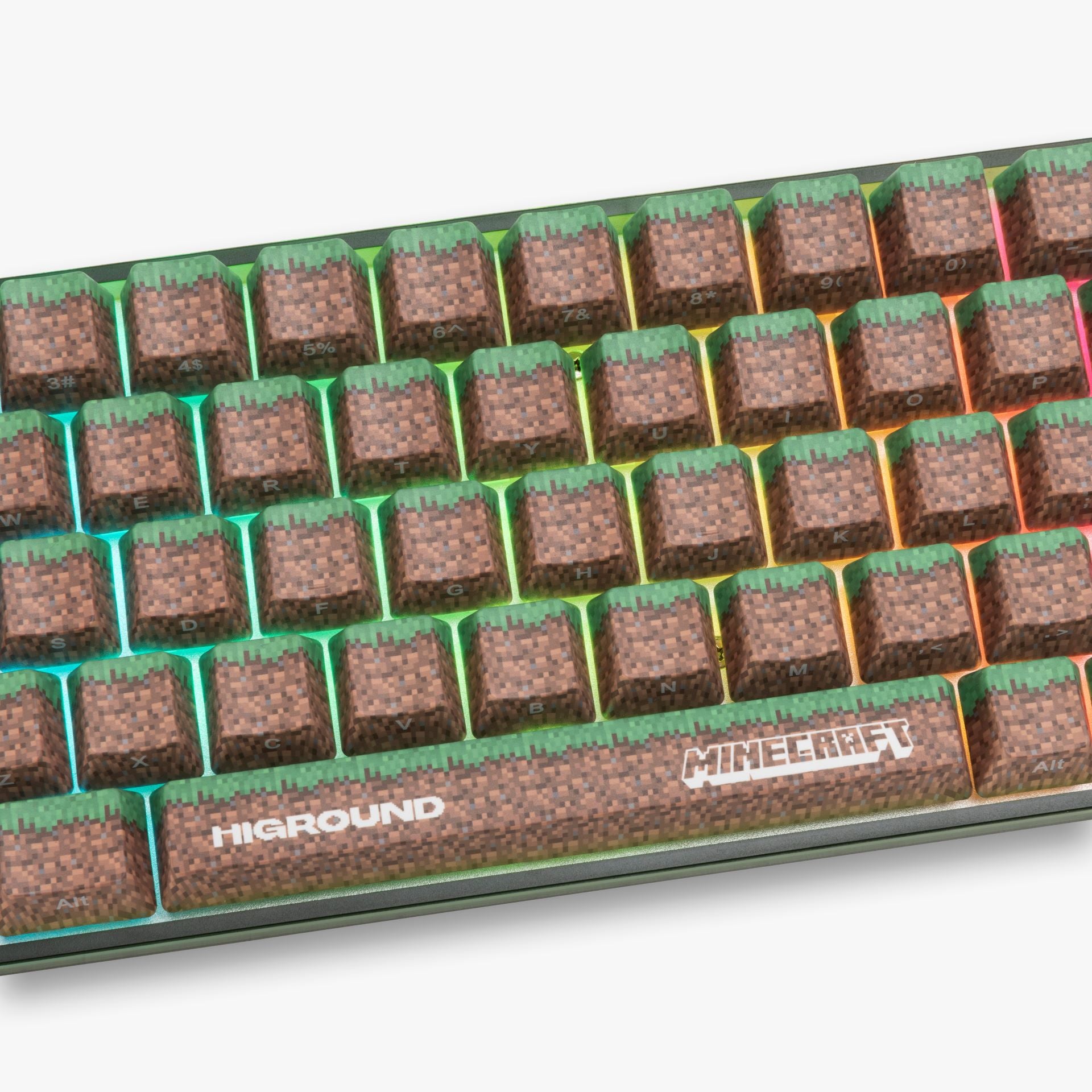 HG x Minecraft Basecamp 65 Mechanical Keyboard - Custom Grass Block Keycaps for Gaming & Typing | Perfect for Minecraft Fans & PC Enthusiasts