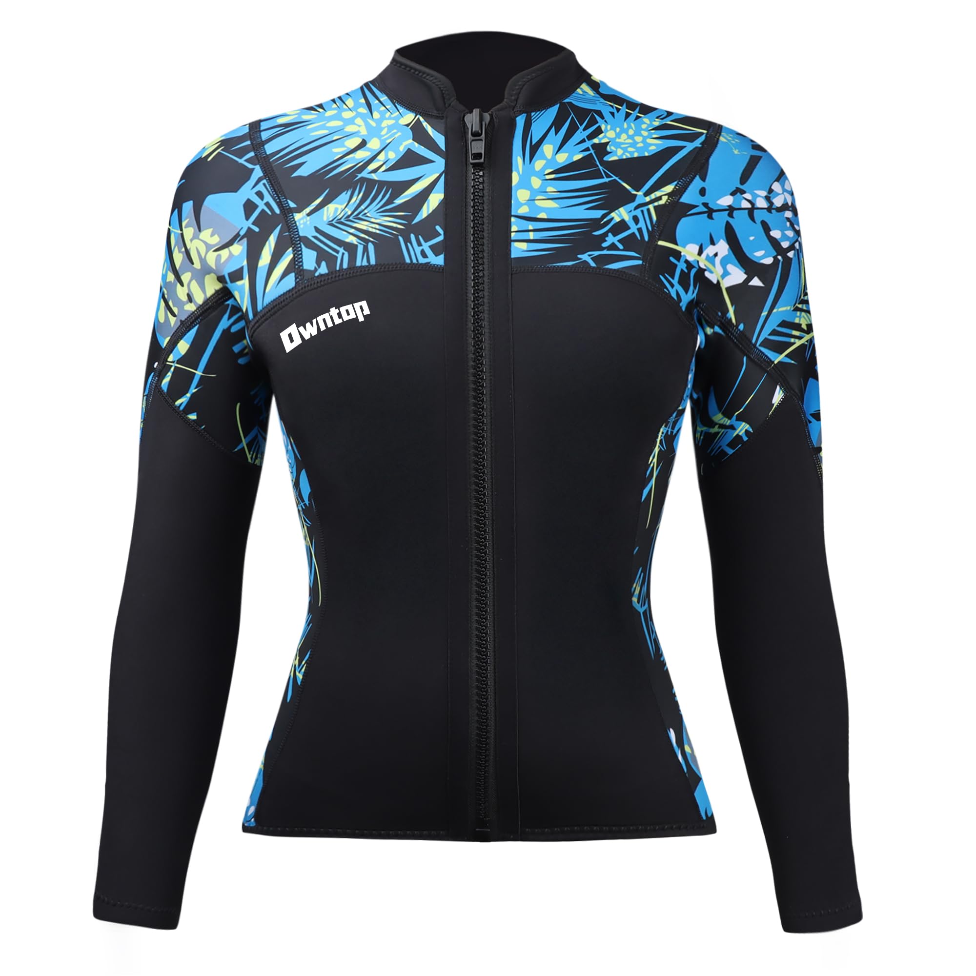 Owntop 2MM Neoprene Wetsuit Top for Women & Men - Long Sleeve Front Zipper Swimwear for Swimming, Diving, Surfing & Water Sports | Flexible Comfort Fit | Perfect for Beach Activities, Snorkeling & Cold Water Protection