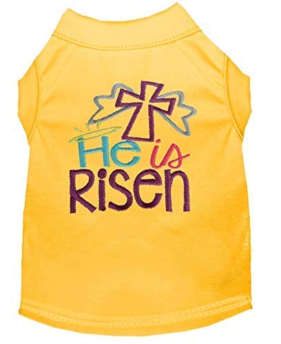 Easter Dog Shirt 'He Is Risen' Cross Print - Custom Easter Pet Tee for Dogs - Perfect for Easter Sunday Church & Family Gatherings