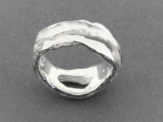 Organic Double Band Silver Ring for Women - Elegant Stackable Rings for Everyday Wear & Special Occasions