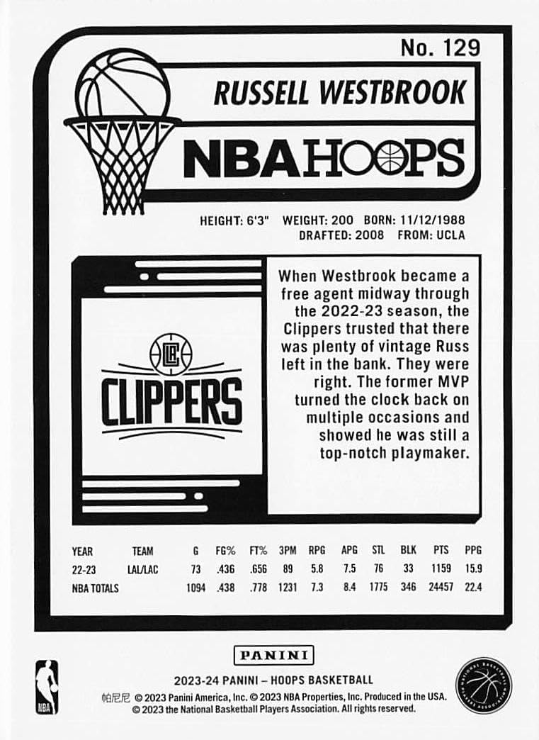 Los Angeles Clippers 2023-2024 NBA Hoops Factory Sealed Team Set - Kawhi Leonard, Paul George, Russell Westbrook & Kobe Brown Rookie Card | Collectible Basketball Trading Cards for Fans and Investors | Perfect for Sports Memorabilia Collections and Gift Giving