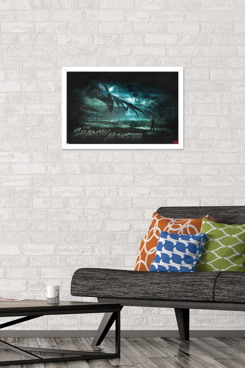 Trends International Netflix Stranger Things 3 - The Shadow Monster Wall Poster 14.725x22.375 Inches, White Framed Version - Perfect for Bedroom Decor, Home Theater, and Gift for Fans