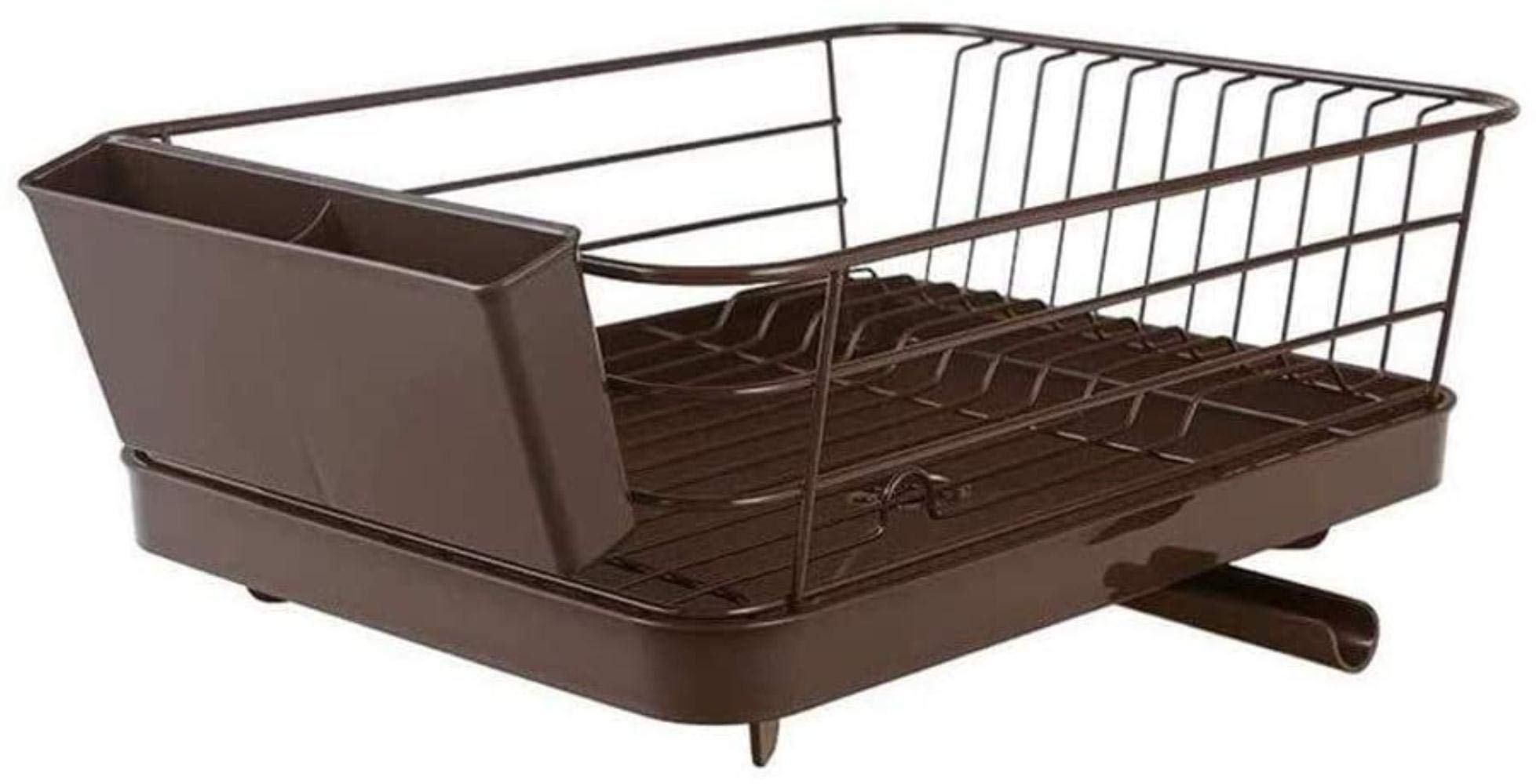 Stainless Steel Dish Drying Rack with Plastic Drip Tray - Kitchen Utensil Organizer for Plates, Bowls, Cups & Chopsticks - Space Saving Countertop Storage for Small Kitchens