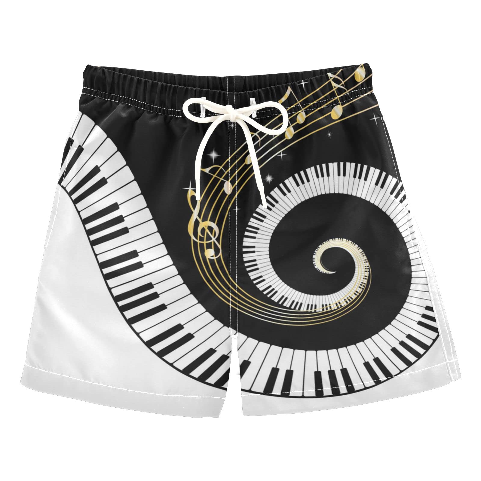 Boys Quick Dry Swim Trunks with Piano Abstract Art - Toddler Swimwear for Kids 2-8 Years | Perfect for Beach, Pool & Summer Water Activities