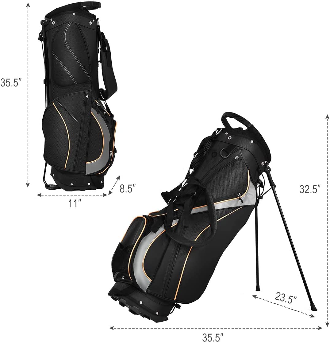 Mayjooy Golf Stand Bag - Lightweight & Portable Golf Bag with 8-Way Dividers | Durable Fabric & Easy Storage | Perfect for Golf Course, Driving Range & Travel | Black