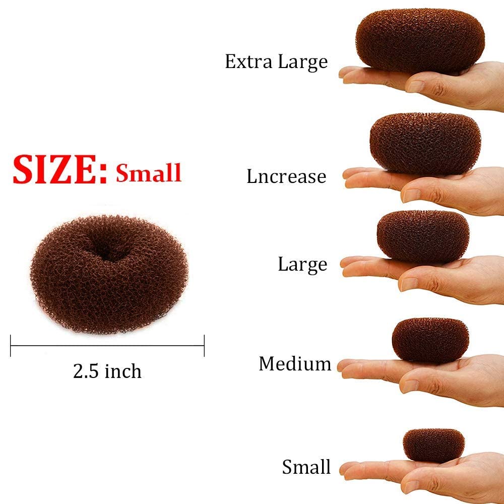 2PCS Kids Hair Donut Bun Maker - 2.5 Inch Small Brown Ring Style Hair Bun Maker for Girls | Perfect for School, Dance, Ballet & Everyday Hairstyles