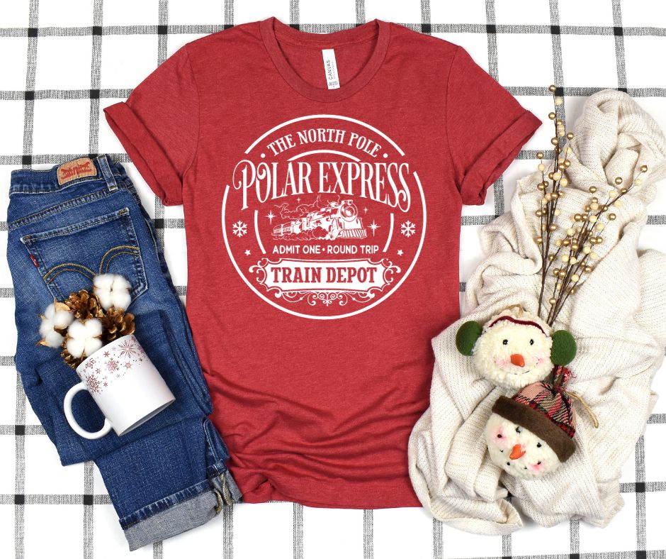 North Pole Express Christmas Graphic T-Shirt for Men & Women - Festive Holiday Apparel for Family Gatherings & Christmas Parties