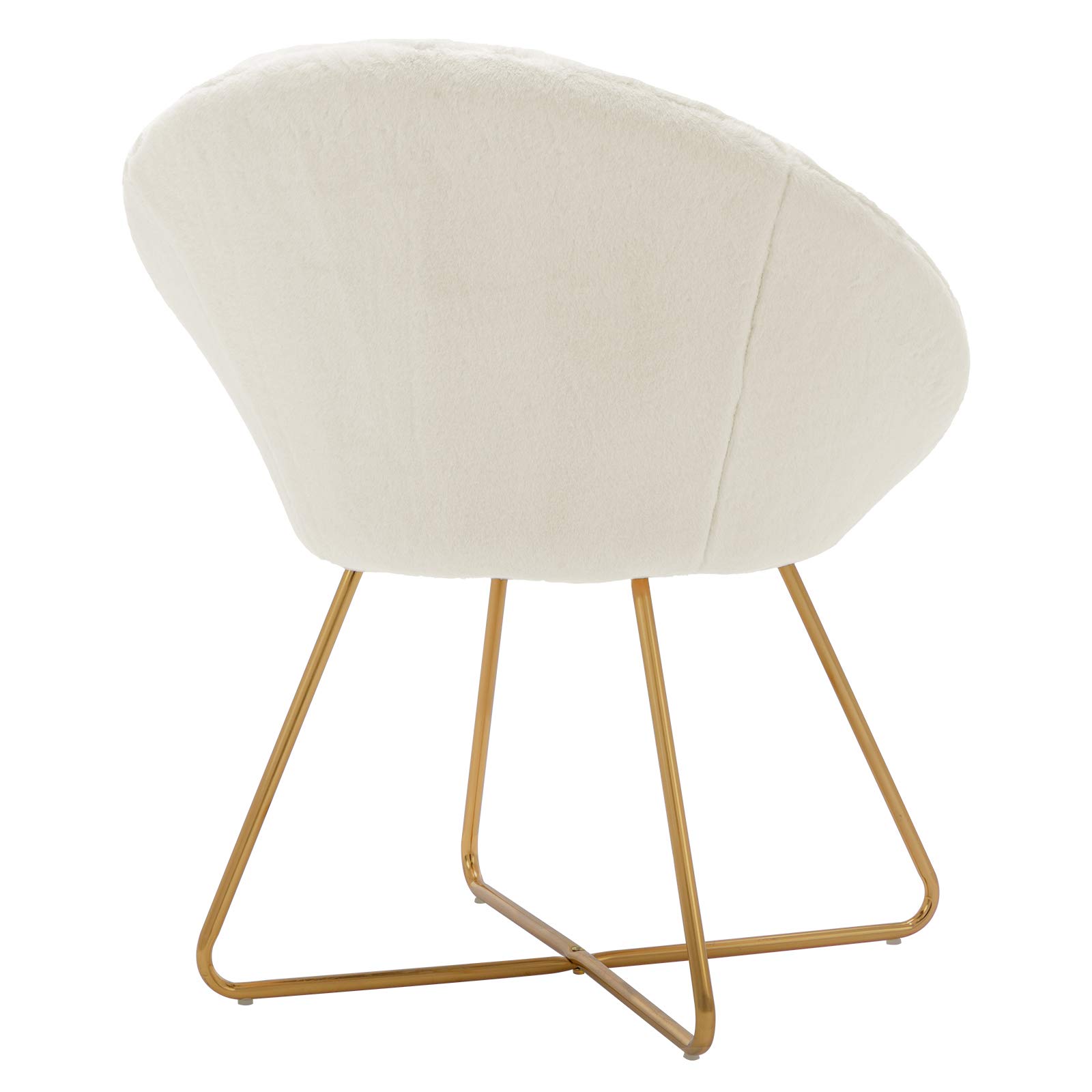 DUHOME Modern Faux Fur Accent Chair - Mid-Century Style Dining & Lounge Chair with Golden Metal Legs - White Living Room Furniture for Home Decor | Perfect for Reading Nook, Bedroom Seating & Cozy Conversation Areas