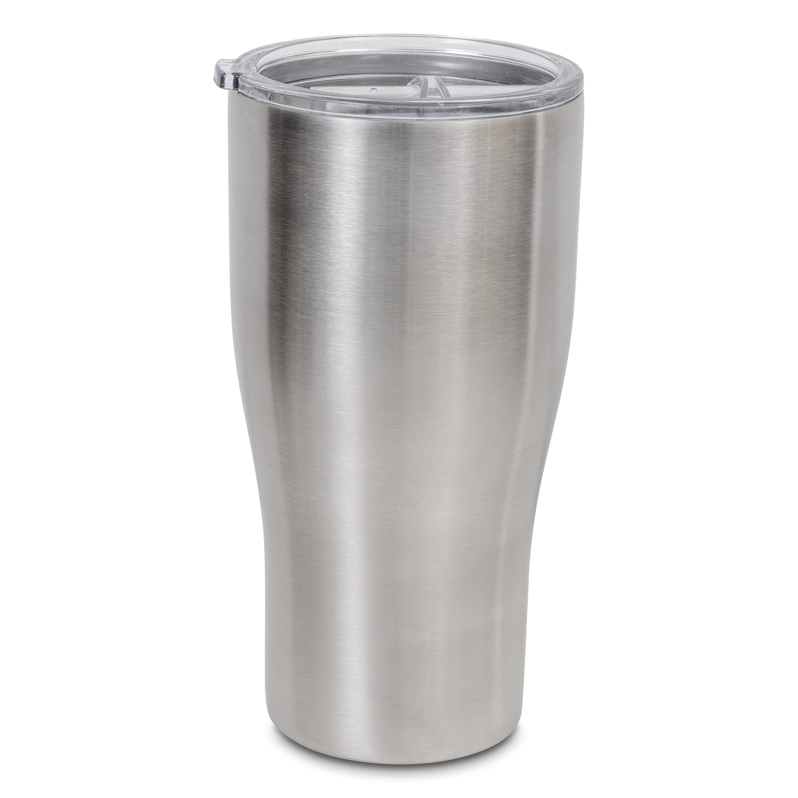 Makerflo Silver 30 oz Curve Stainless Steel Tumbler with Lid & Straw - 12 Pack | DIY Customizable Vacuum Insulated Cup for Epoxy, UV DTF, Vinyl & Laser Engraving (Not for Sublimation) - Perfect for Personalized Gifts, Parties, Office Use & Outdoor Activities