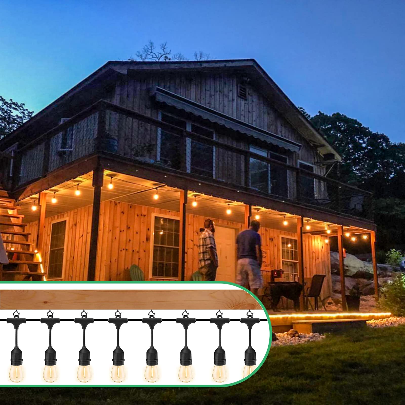 30 PCS Black Screw-in Light Hooks (2.2 Inches) - Heavy Duty Windproof Q Hanger Hooks with Safety Buckle for Outdoor String Lights, Hanging Plants, Christmas Decor & Patio Lighting - Perfect for Garden, Backyard, Deck and Home Decor