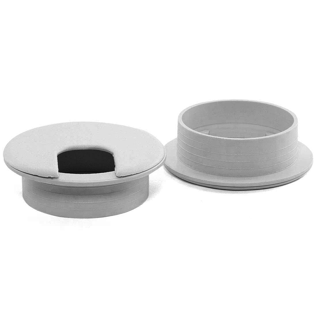 2-Pack 2 Inch Desk Cable Grommet Hole Covers - Gray Plastic Wire Management Organizer for Office PC Desk - Perfect for Home Office, Gaming Setup & Workspace Organization