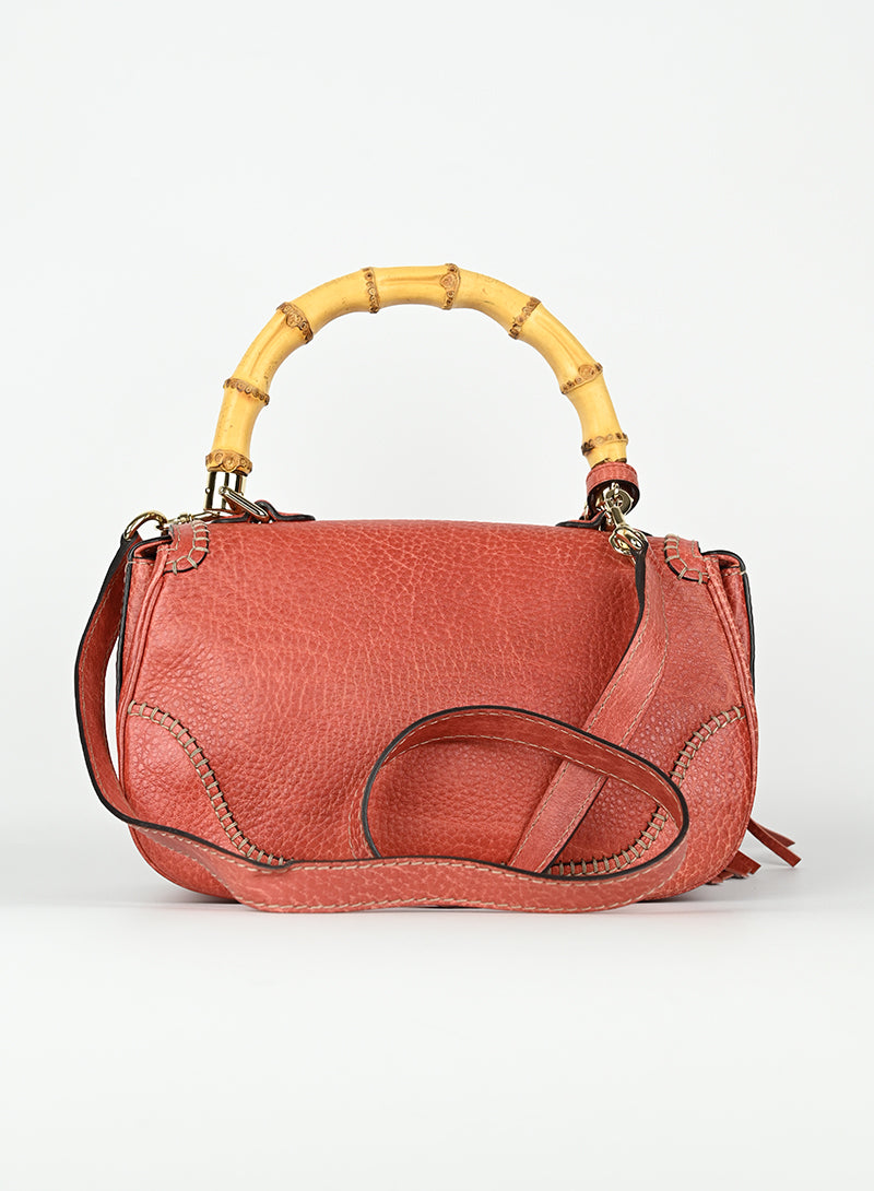 Authentic Gucci Bamboo Leather Handbag in Red - Luxury Women's Tote Bag for Work, Travel & Everyday Elegance
