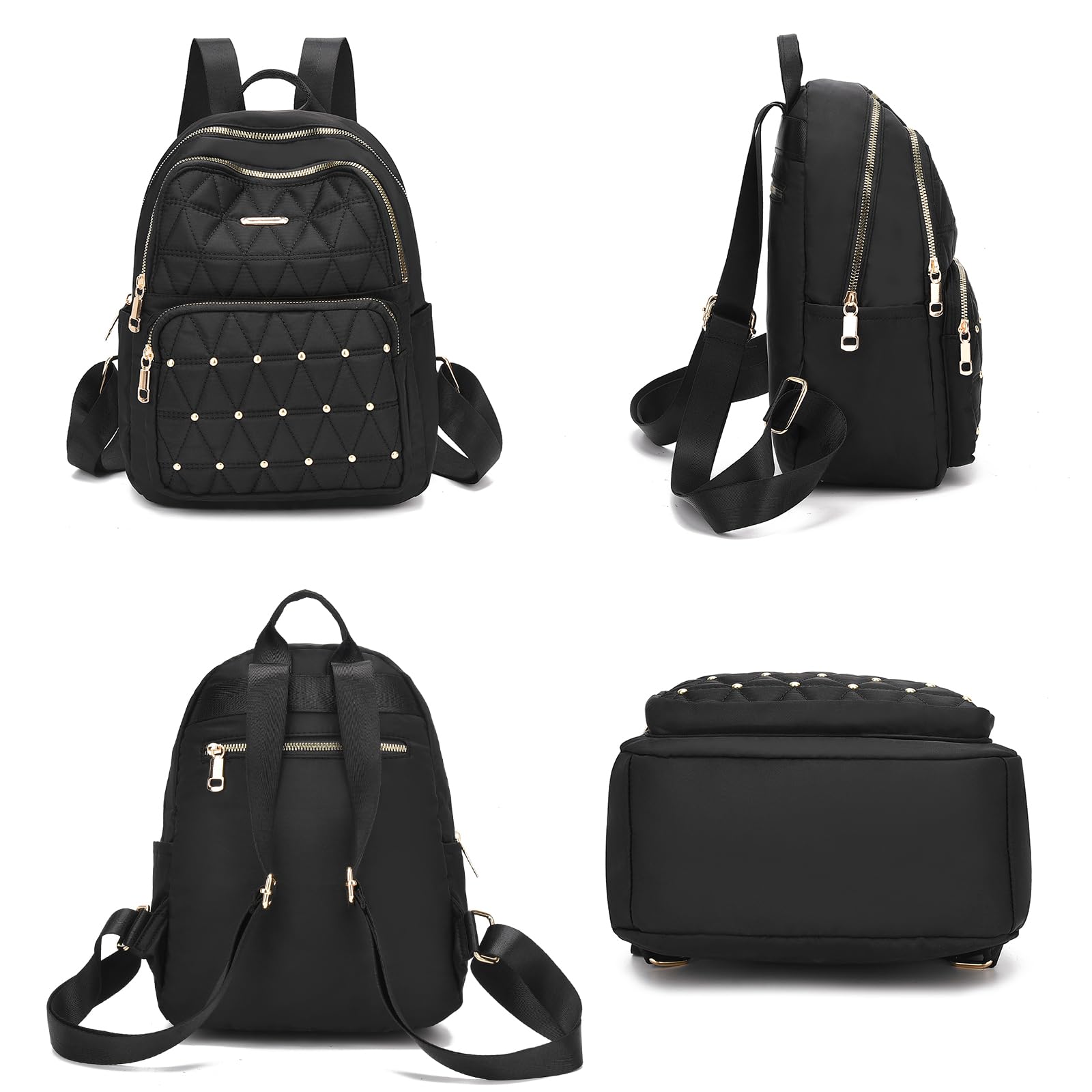 IHAYNER Mini Backpack for Women - Lightweight Nylon Travel Purse & Shoulder Bag for College, Work & Casual Use - Perfect Daypack for Ladies (Pure Black) - Ideal for Commuting, Shopping & Weekend Getaways