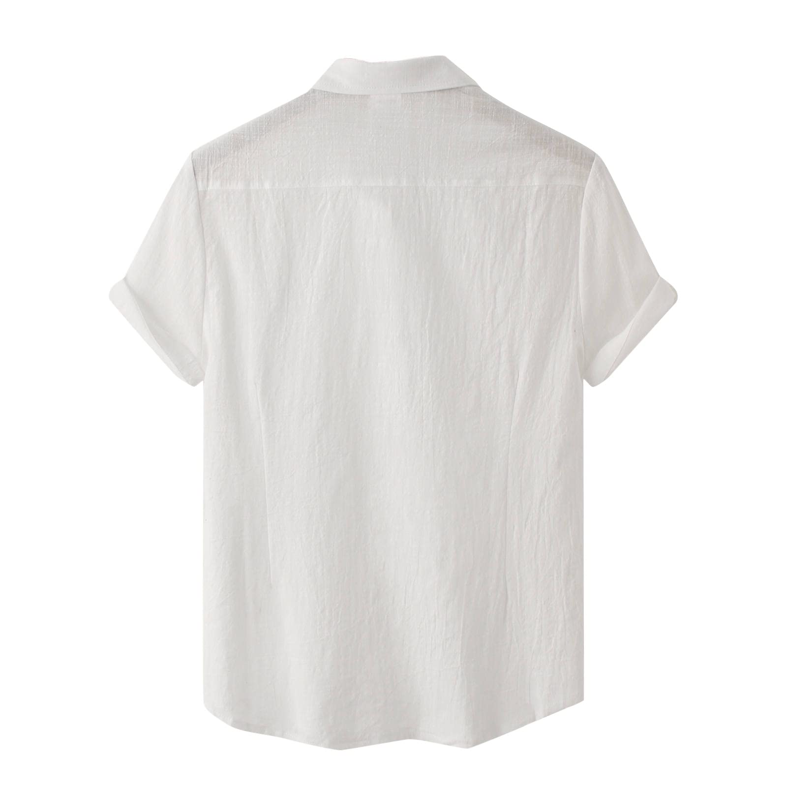 Men's Casual Short Sleeve Button Down Shirt - Solid Color Loose Fit Spring Fashion Top with Turndown Collar | Perfect for Office, Dating & Weekend Outings