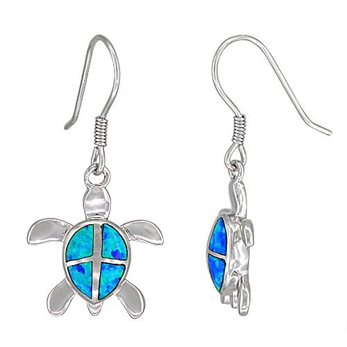 Sterling Silver Turtle Earrings with Synthetic Opal Inlay - Elegant Handmade Jewelry for Women, Perfect Gift for Nature Lovers, Birthday, Anniversary & Everyday Wear