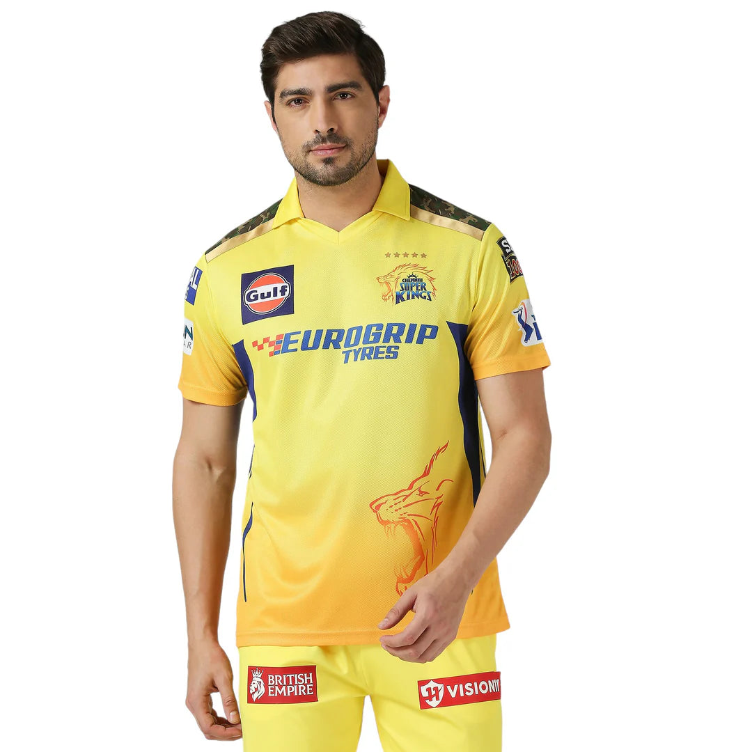 Official IPL Chennai Super Kings (CSK) 2024 Fan Jersey - Men's Cricket T-Shirt for Fans & Players - Perfect for Matches, Parties & Sports Events