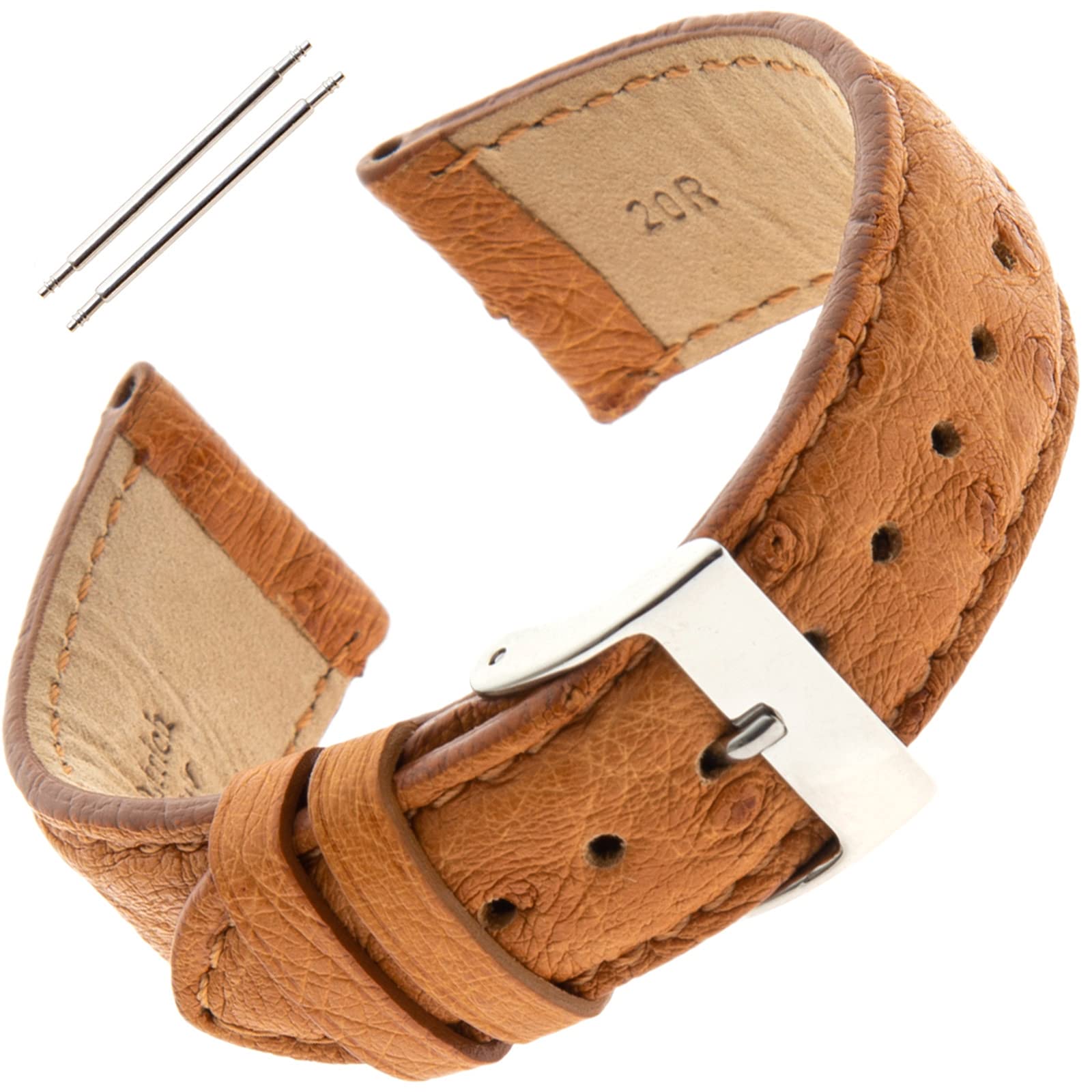 Genuine Ostrich Leather Watch Band 16-20mm for Men & Women - Dress & Casual Watches
