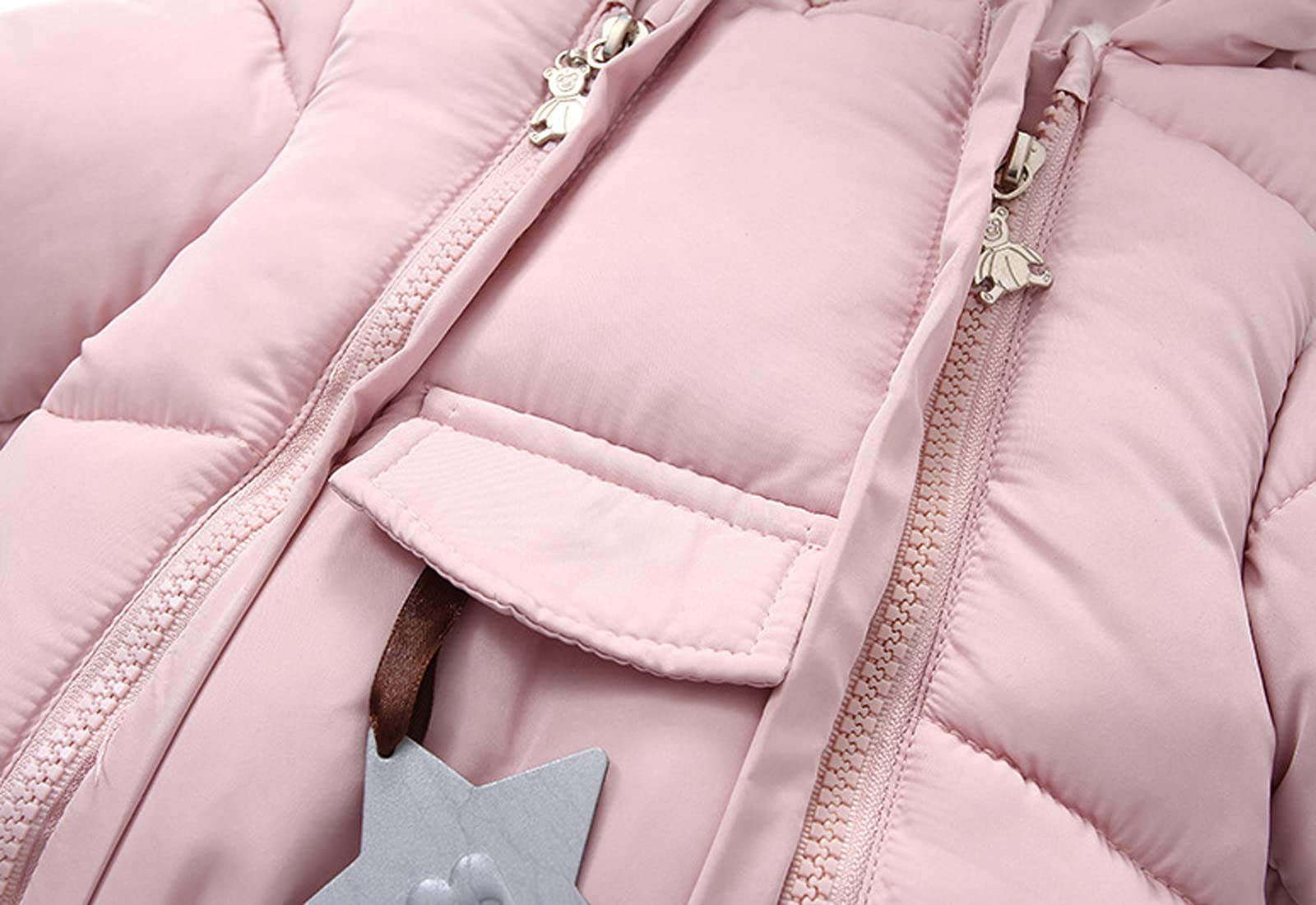 Baby Boys & Girls Winter Snowsuit with Ears Hood & Star Print - Warm Puffer Jacket with Attached Mittens for Outdoor Play & Snow Adventures