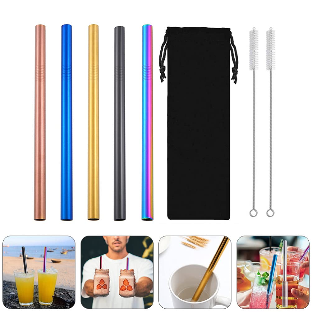Eco-Friendly Stainless Steel Straw Set - Reusable Drinking Straws for Coffee, Tea, Milk & Smoothies | Durable, Multipurpose Metal Straws for Home, Office & Travel | Dishwasher Safe & BPA-Free